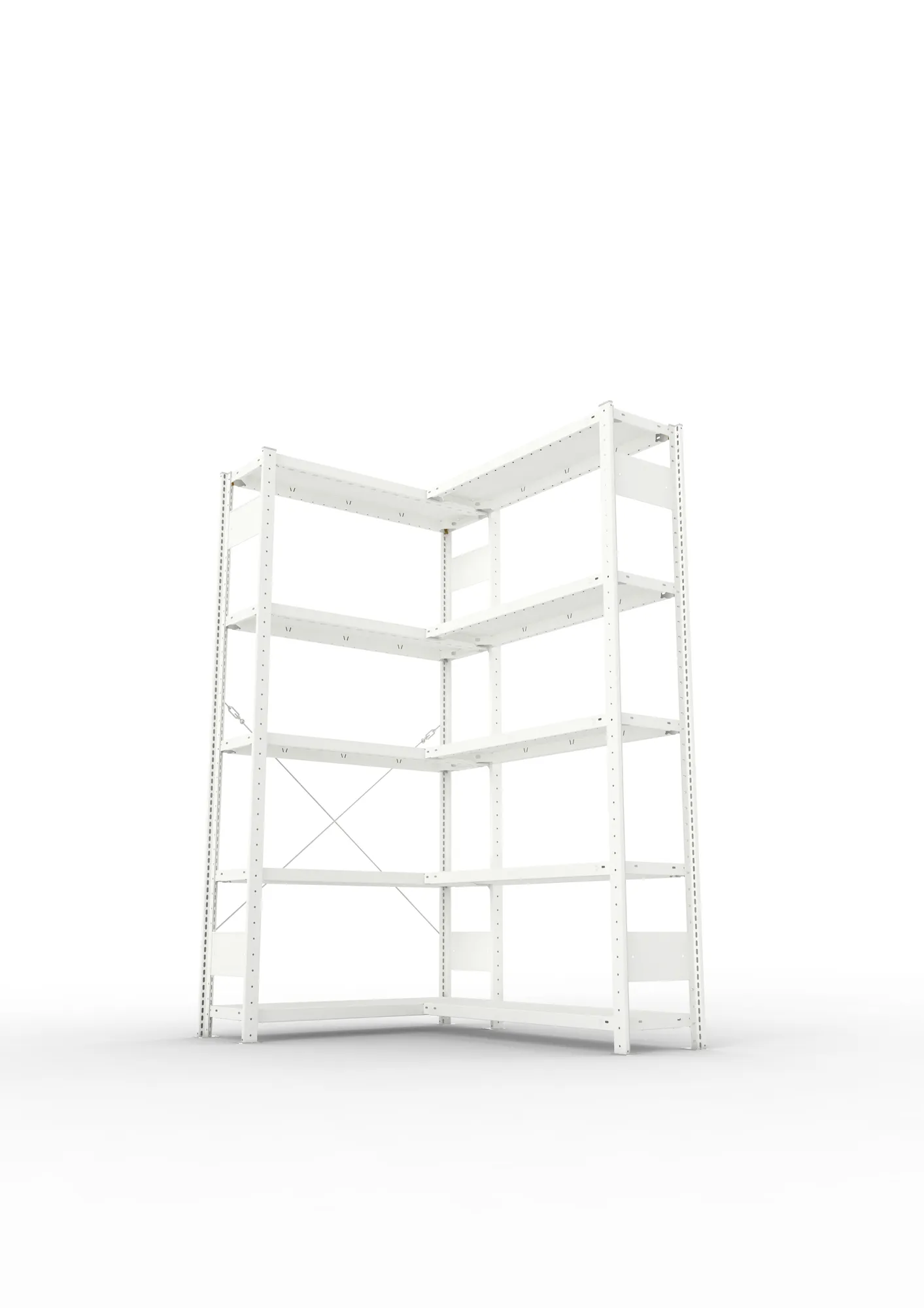 META CLIP | Eckregal | 2000 x 1000 x 300 mm | Fachlast 100 kg | 4+1 Ebenen | RAL 7035