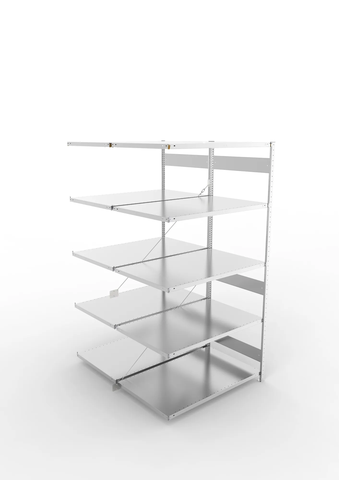 META CLIP | Fachbodenregal | Doppel-Anbauregal | 3000 x 1300 x 800 mm | Fachlast 230 kg | 5+1 Ebenen | verzinkt