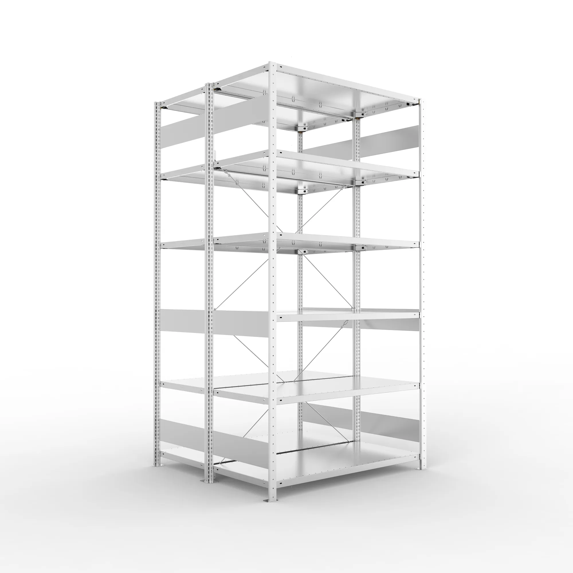 META CLIP S3 | Fachbodenregal | Doppel-Grundregal | 2500 x 1300 x 600 mm | Fachlast 230 kg | 5+1 Ebenen | verzinkt