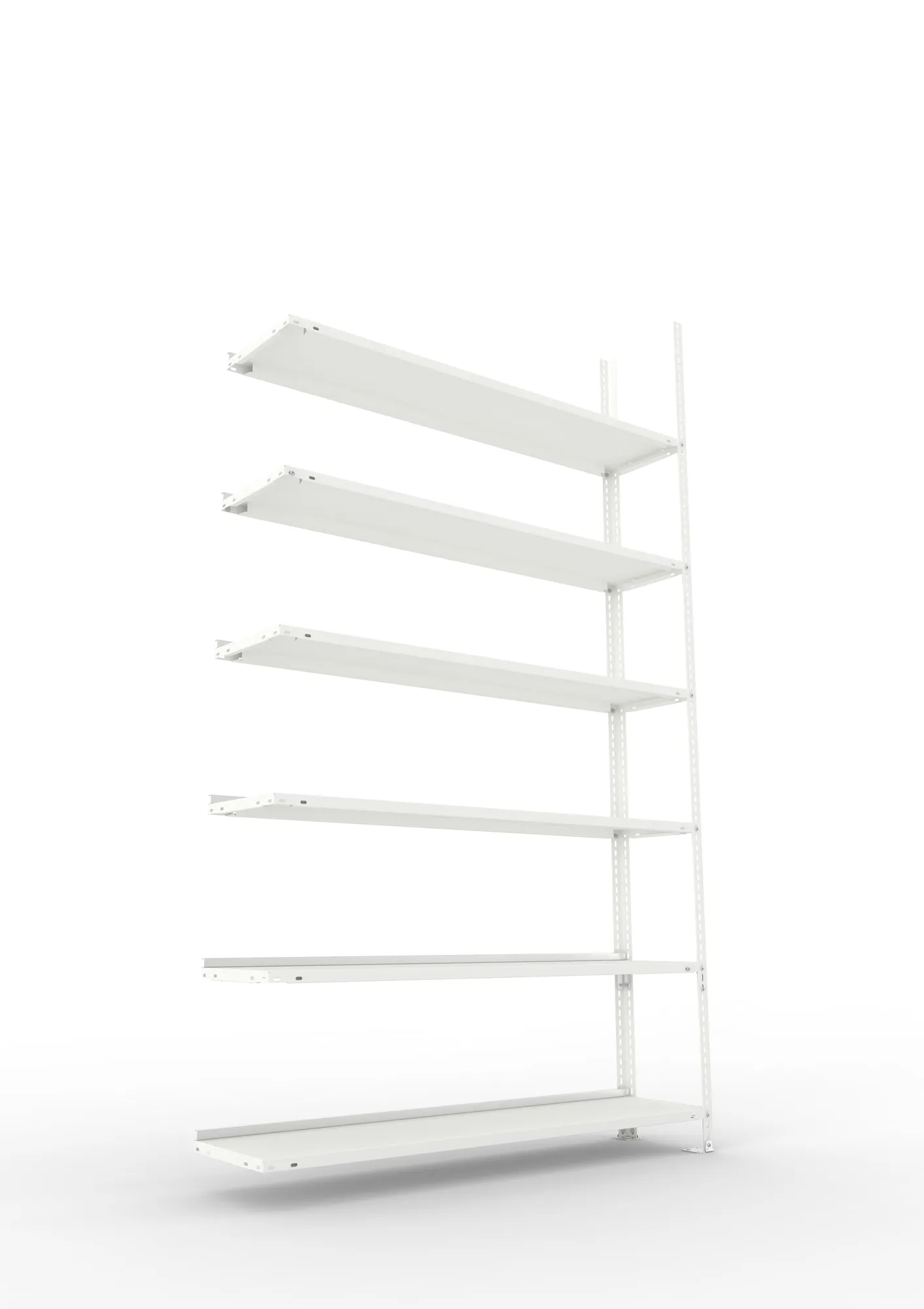 META FIX COMPACT | Büro-Schraubregal | Anbauregal | 2200 x 1250 x 300 mm | Fachlast 80 kg | 6 Ebenen | RAL 7035