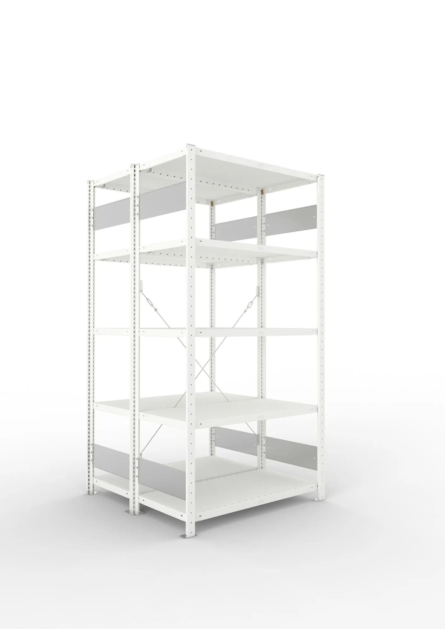 META CLIP S3 | Fachbodenregal | Doppel-Grundregal | 2000 x 1000 x 500 mm | Fachlast 230 kg | 4+1 Ebenen | RAL 7035
