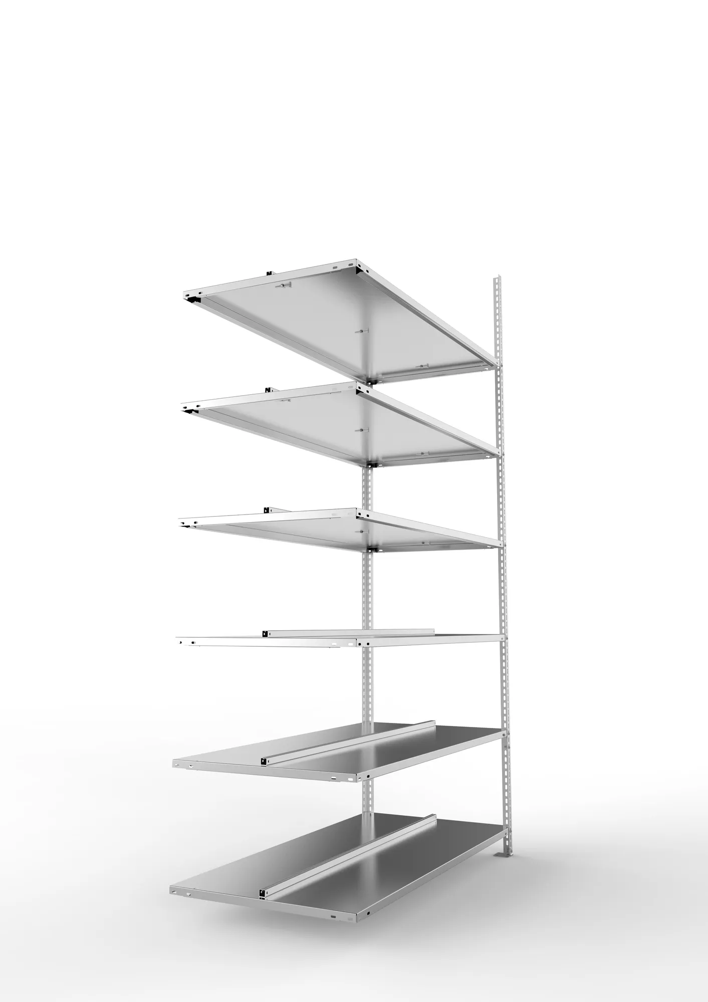 META FIX COMPACT | Büro-Schraubregal | Anbauregal | 2200 x 1250 x 600 mm | Fachlast 100 kg | 6 Ebenen | verzinkt