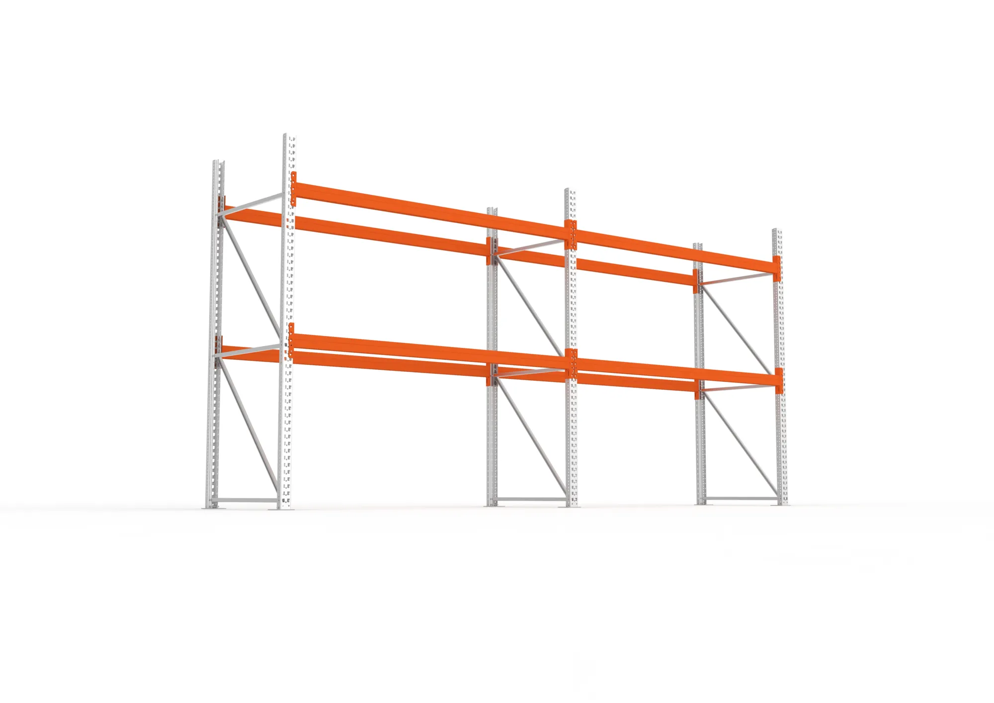 ECOM Multipal Komplettregal 2700 x 5400 x 1100 vzk / RAL 2001 kpl. S mit Holm 120/20 und 3 Lagerebenen ( 2 Felder ) Fachlast bis 2600 kg, Feldlast bis 7200 kg