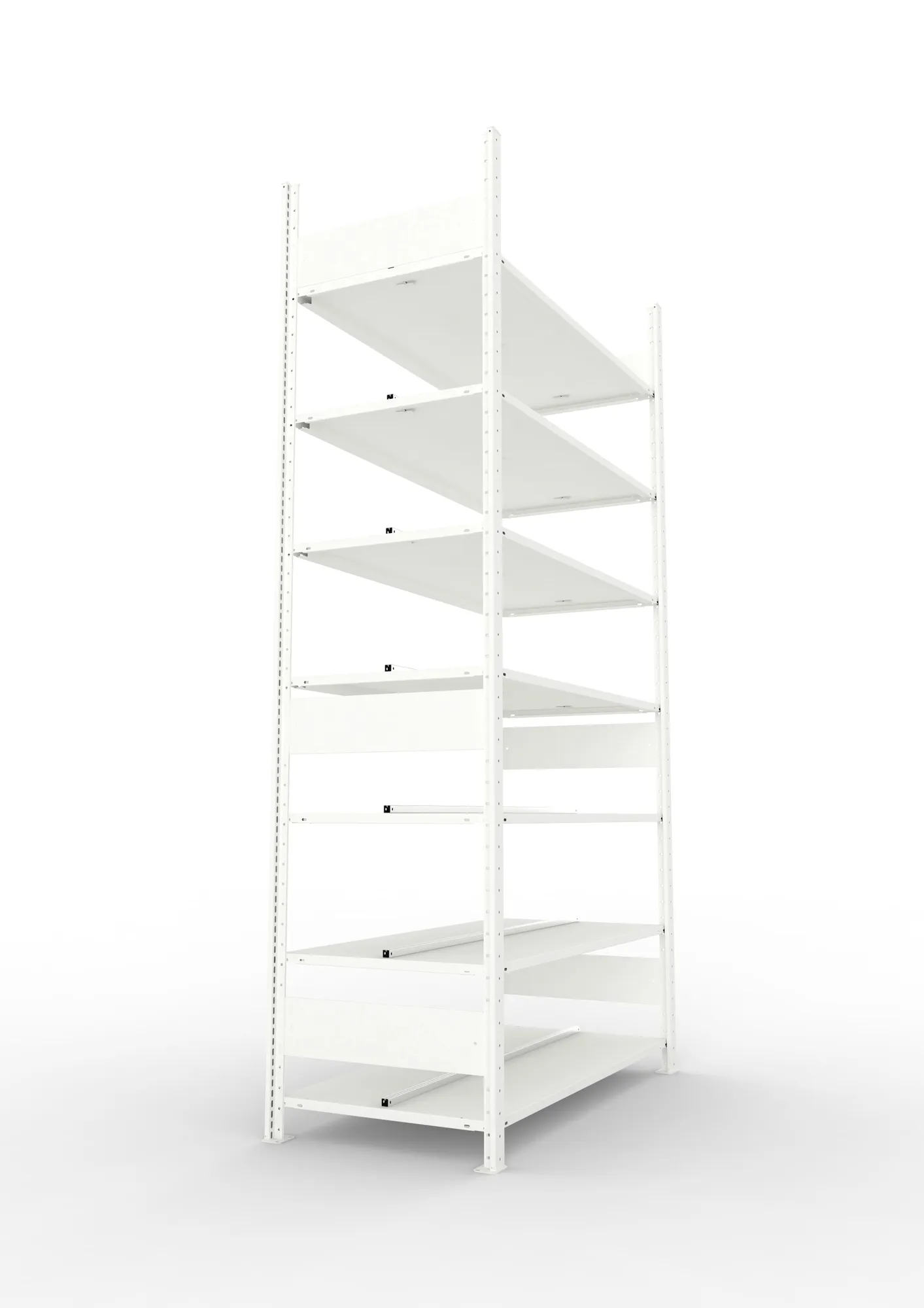 META COMPACT | Büro-Steckregal | Grundregal | 2500 x 1250 x 600 mm | Fachlast 100 kg | 7 Ebenen | RAL 7035
