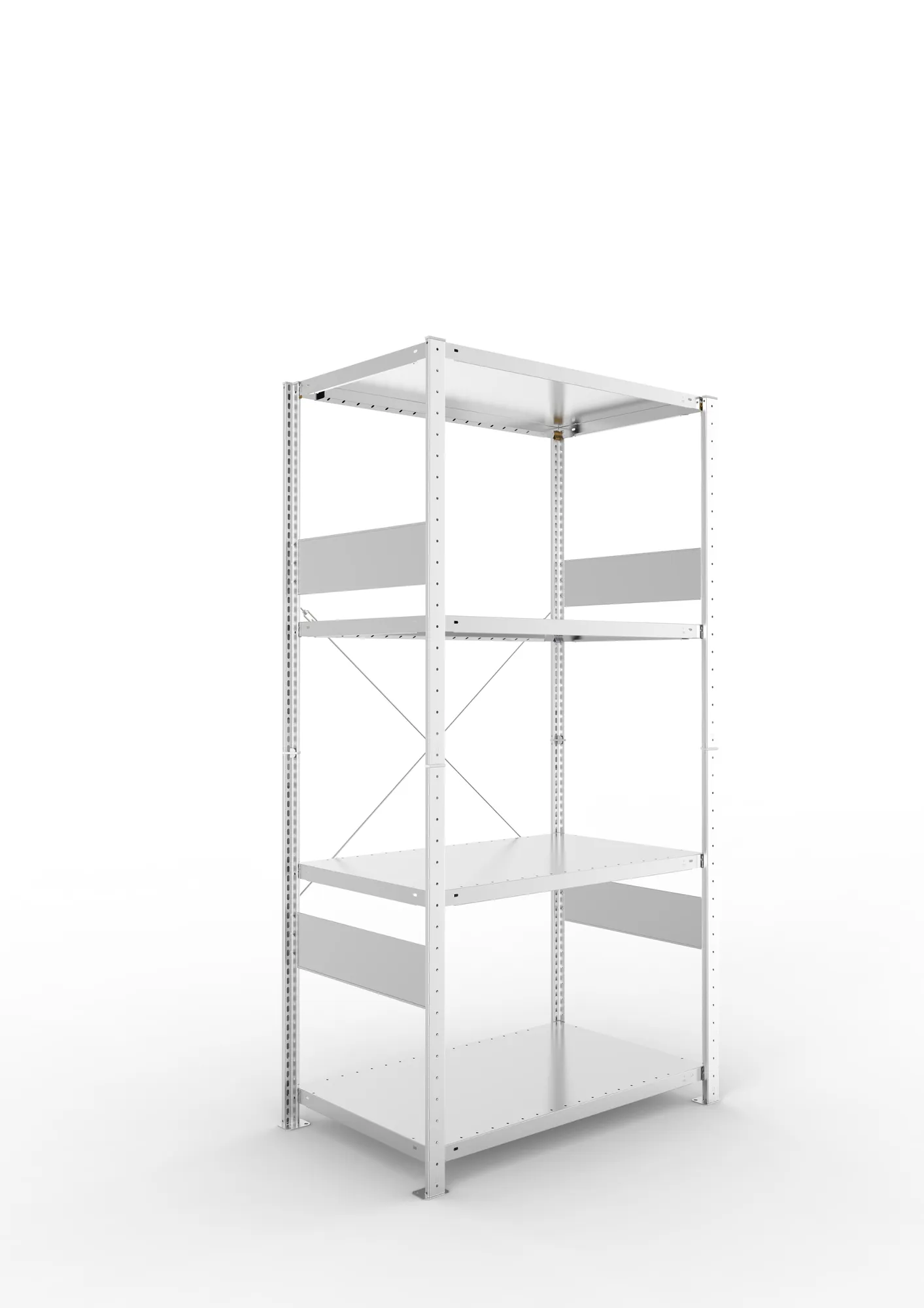 META CLIP SPLIT | Fachbodenregal | Grundregal | 2000 x 1000 x 600 mm | Fachlast 100 kg | 3+1 Ebenen | verzinkt