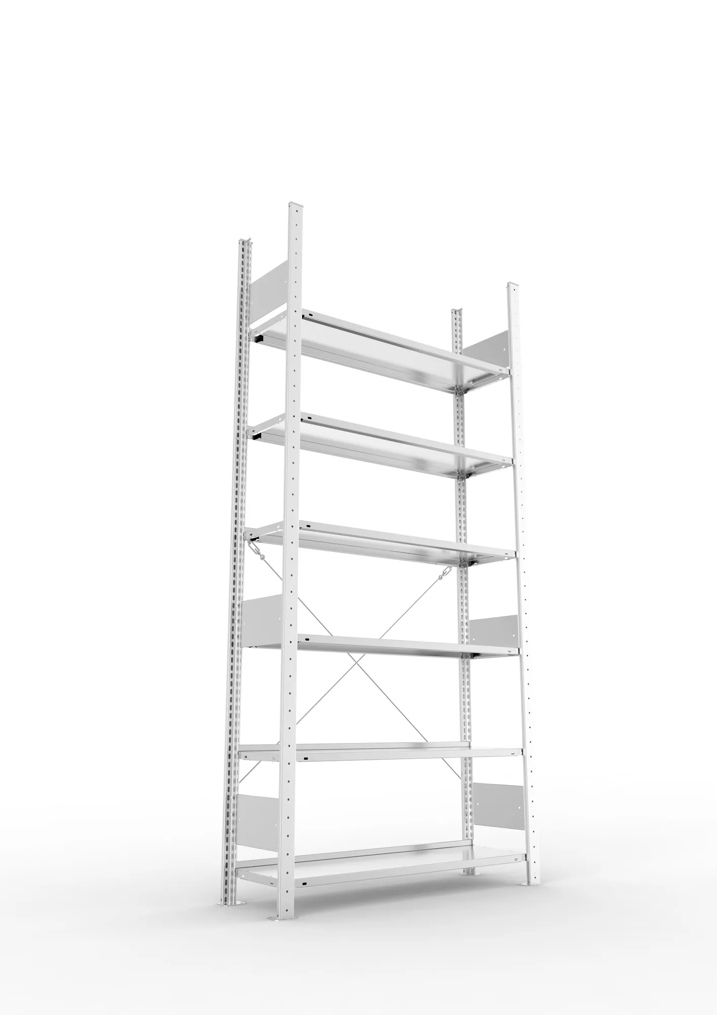 META COMPACT S3| Büro-Steckregal | Grundregal | 2200 x 1000 x 300 mm | Fachlast 80 kg | 6 Ebenen | Endanschlag | verzinkt