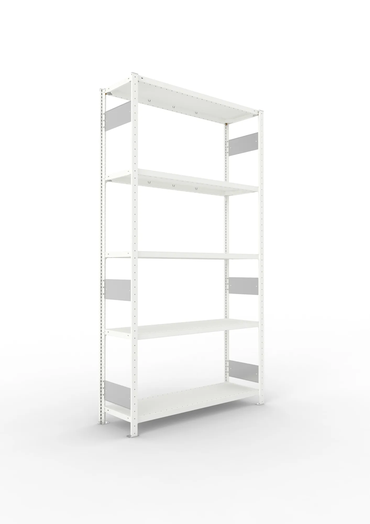 META CLIP S3 | Fachbodenregal | Grundregal | 2500 x 1300 x 400 mm | Fachlast 230 kg | 4+1 Ebenen | Längsriegel | RAL 7035