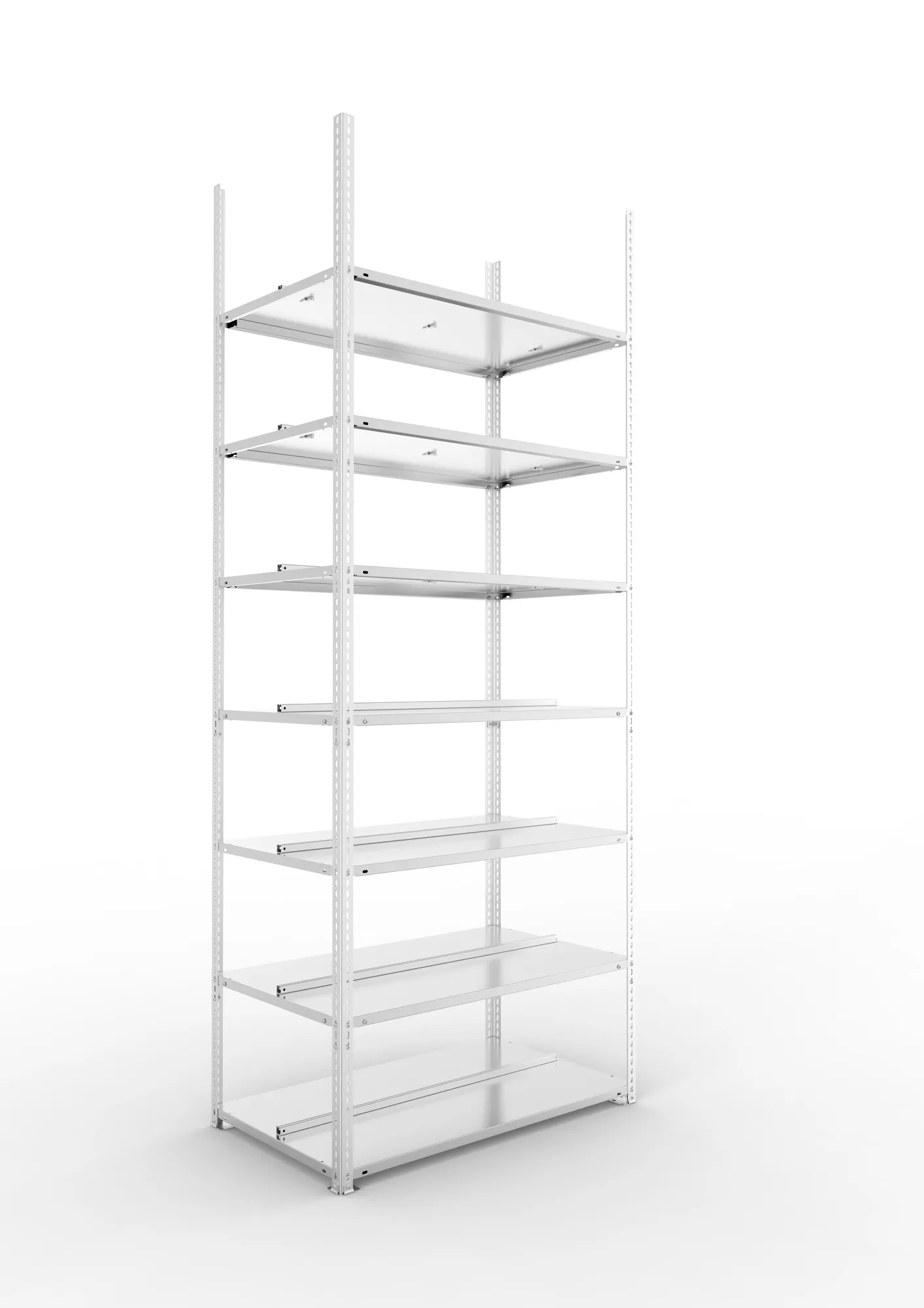 META FIX COMPACT | Büro-Schraubregal | Grundregal | 2500 x 1000 x 600 mm | Fachlast 100 kg | 7 Ebenen | verzinkt