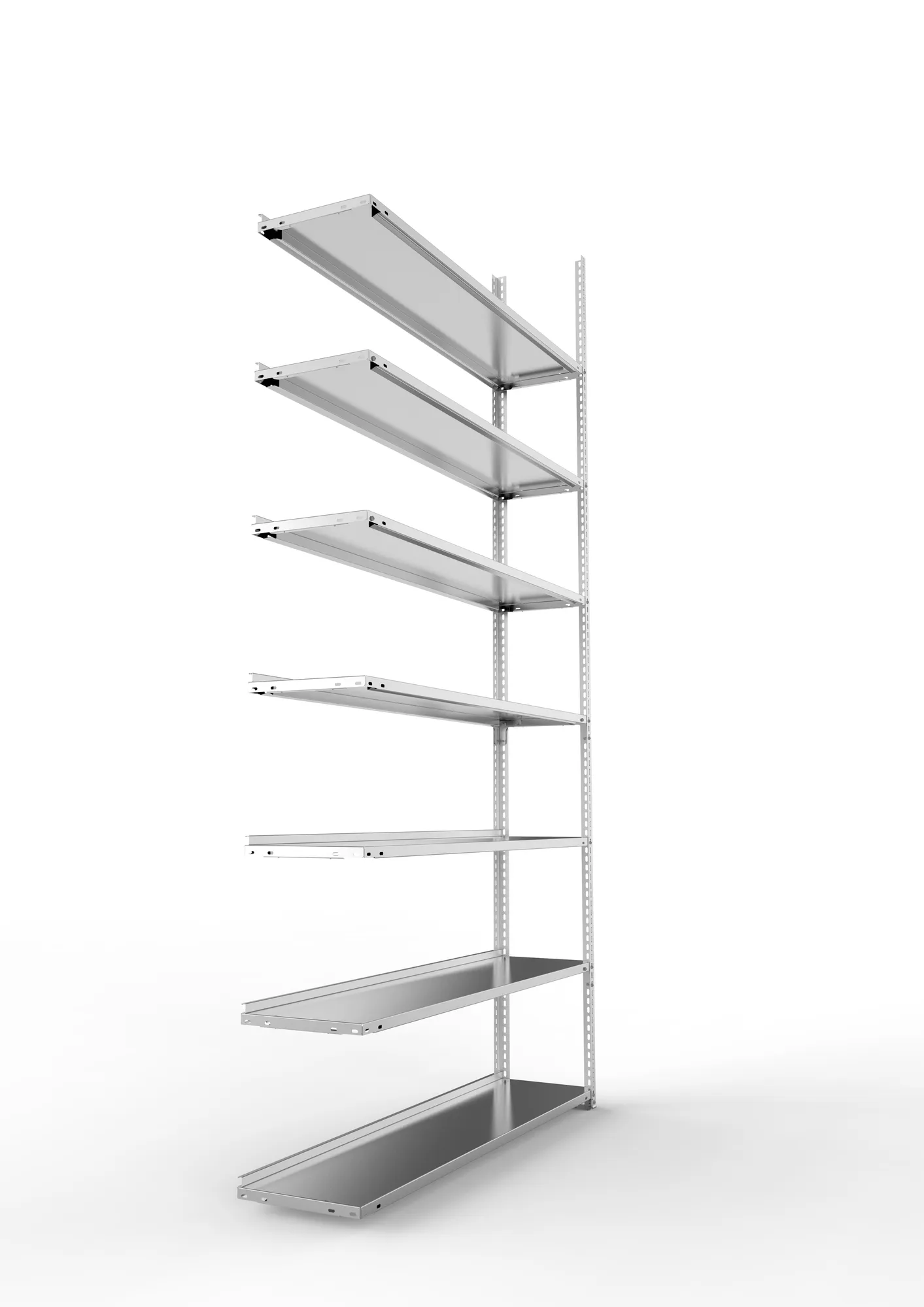 META FIX COMPACT | Büro-Schraubregal | Anbauregal | 2500 x 1250 x 300 mm | Fachlast 80 kg | 7 Ebenen | verzinkt