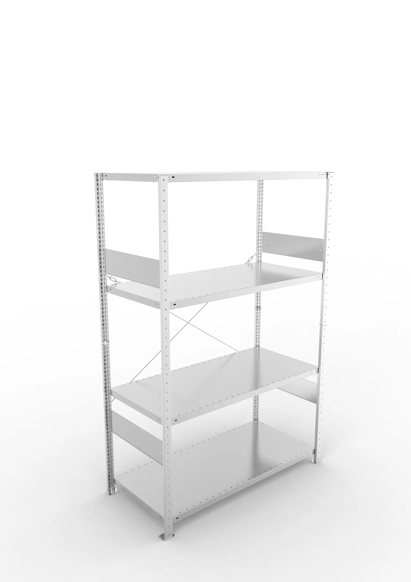 META CLIP SPLIT | Fachbodenregal | Grundregal | 2000 x 1300 x 600 mm | Fachlast 230 kg | 3+1 Ebenen | verzinkt