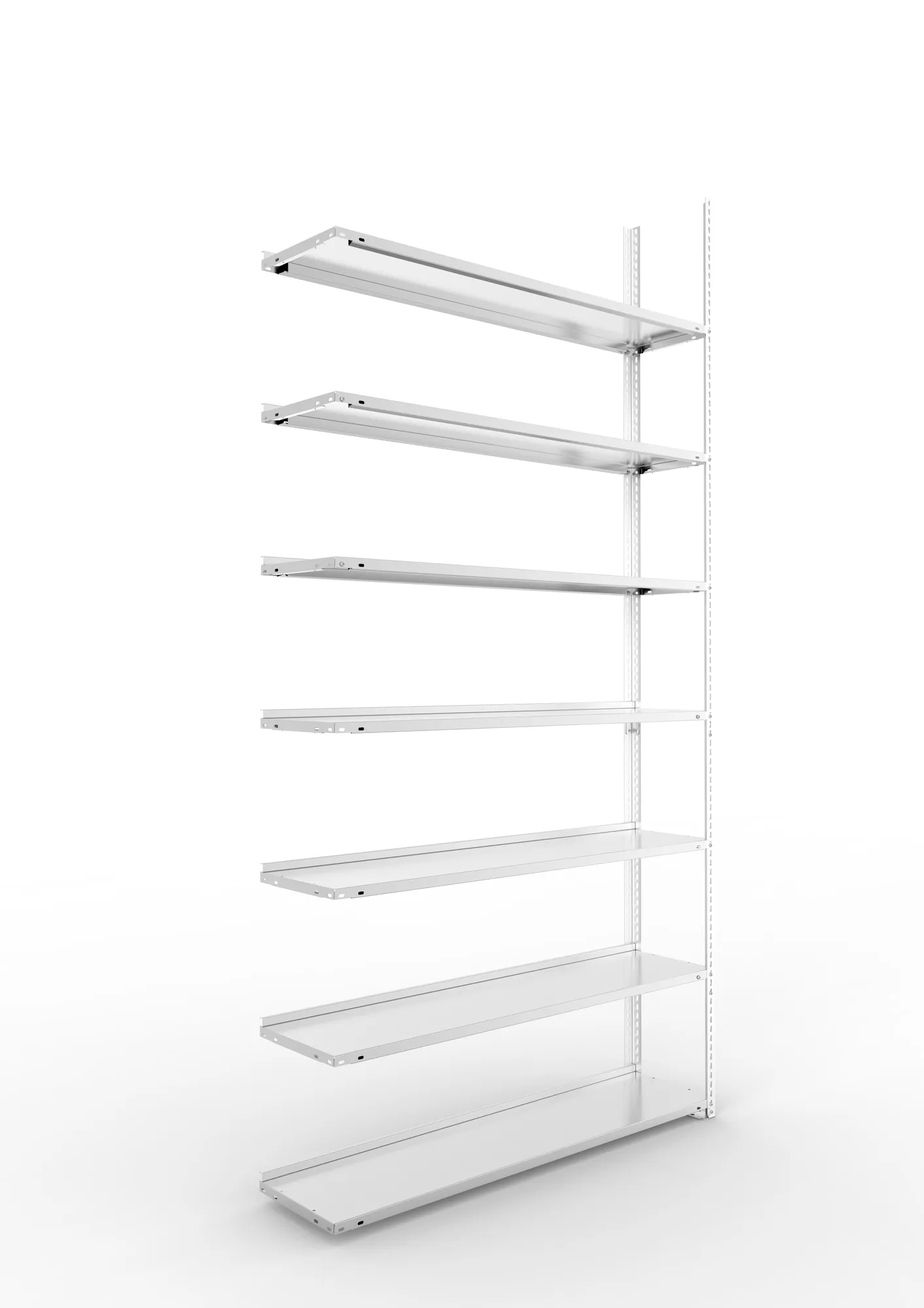 META FIX COMPACT | Büro-Schraubregal | Anbauregal | 2500 x 1250 x 300 mm | Fachlast 80 kg | 7 Ebenen | verzinkt