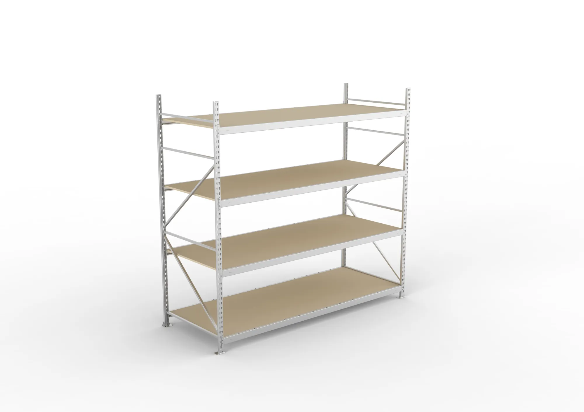 META MINI-RACK Weitspannregal | Grundregal | 2500 x 2600 x 1050 mm | Fachlast 490 kg | Spanplattenböden | 4 Ebenen