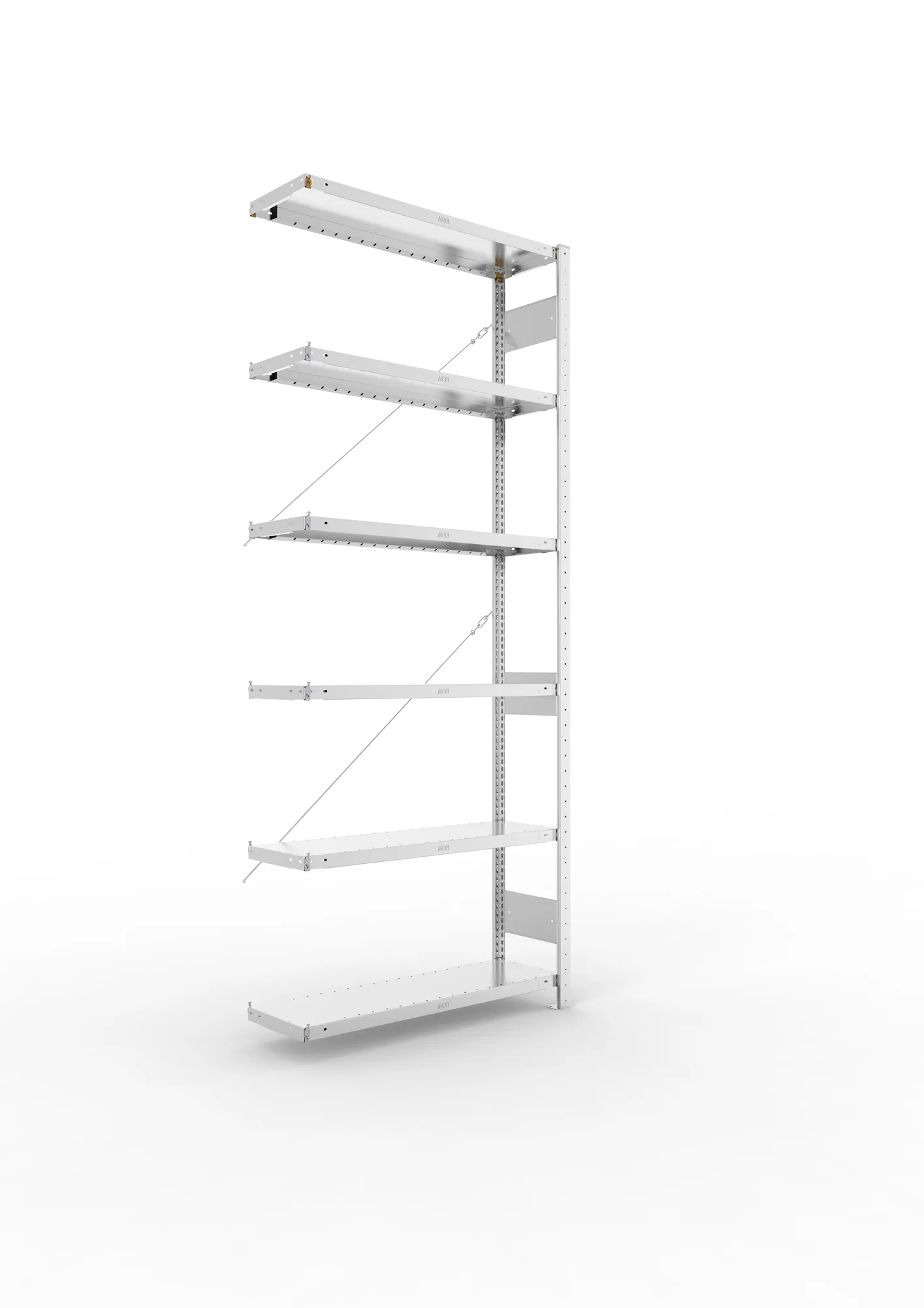 META CLIP | Fachbodenregal | Anbauregal | 2500 x 1000 x 300 mm | Fachlast 230 kg | 5+1 Ebenen | verzinkt