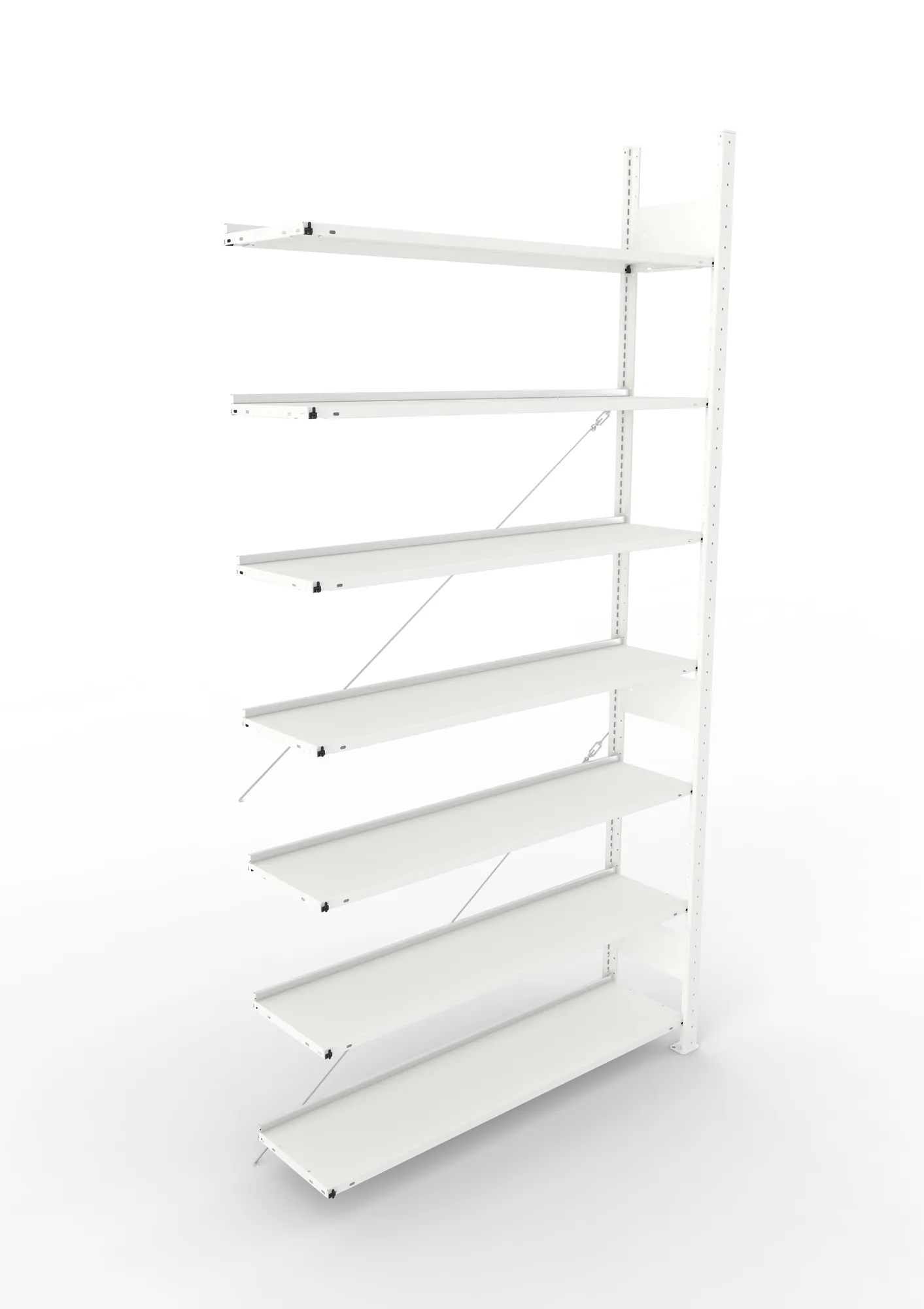 META COMPACT | Büro-Steckregal | Anbauregal | 2500 x 1250 x 300 mm | Fachlast 80 kg | 7 Ebenen | RAL 7035