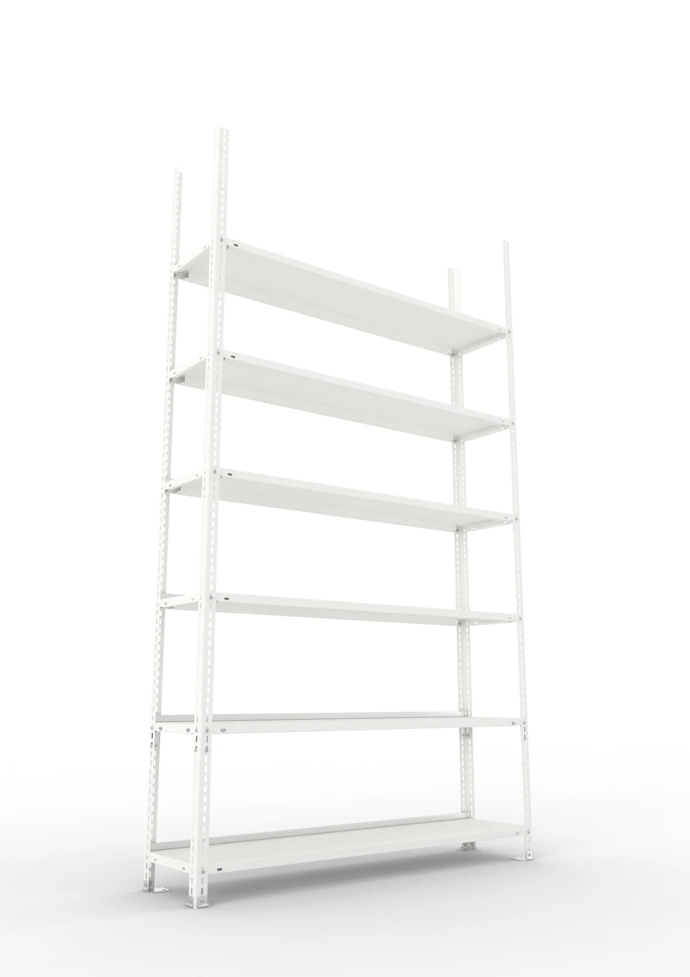 META FIX COMPACT | Büro-Schraubregal | Grundregal | 2200 x 1250 x 300 mm | Fachlast 80 kg | 6 Ebenen | RAL 7035