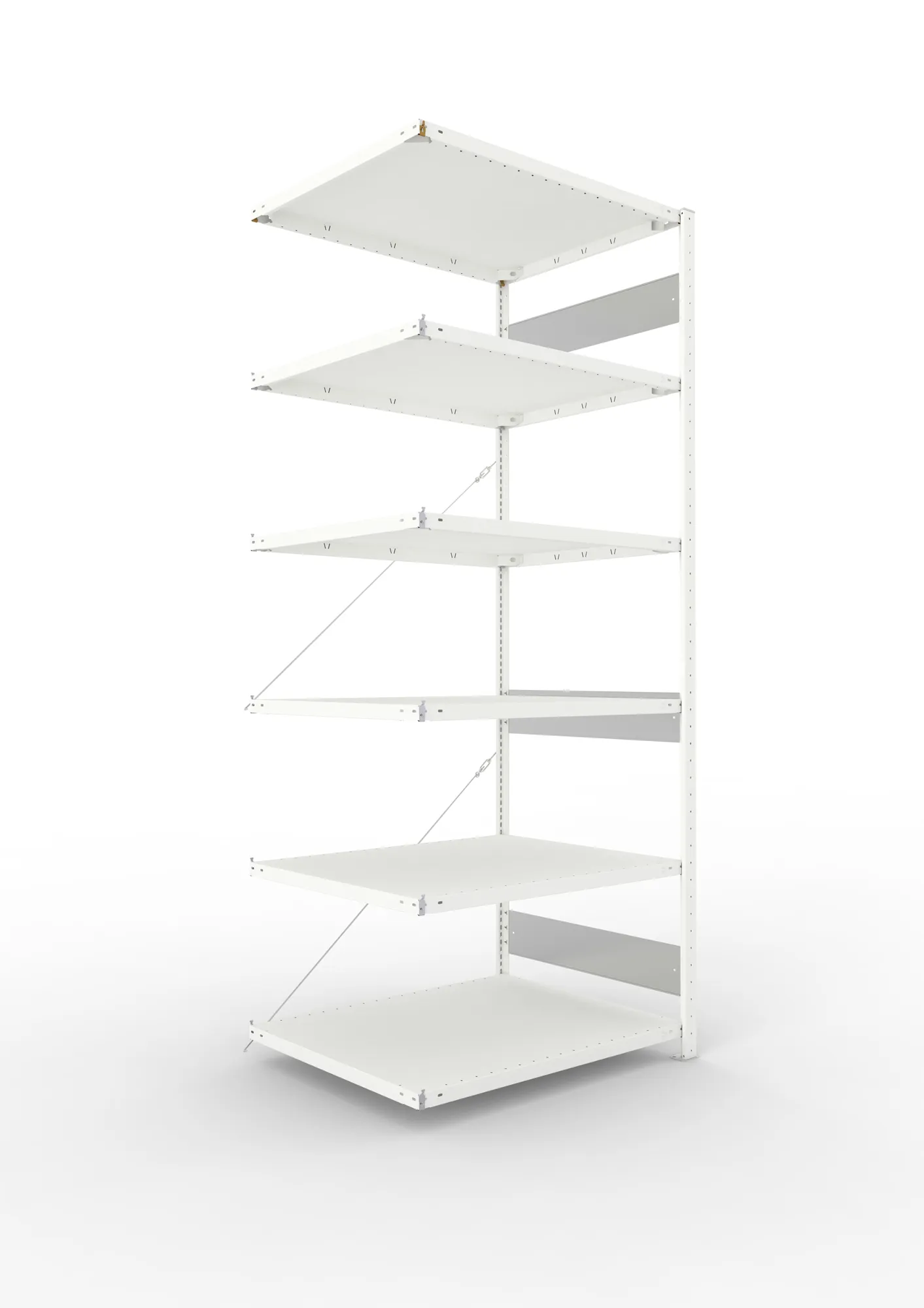 META CLIP S3 | Fachbodenregal | Anbauregal | 2500 x 1000 x 800 mm | Fachlast 230 kg | 5+1 Ebenen | RAL 7035