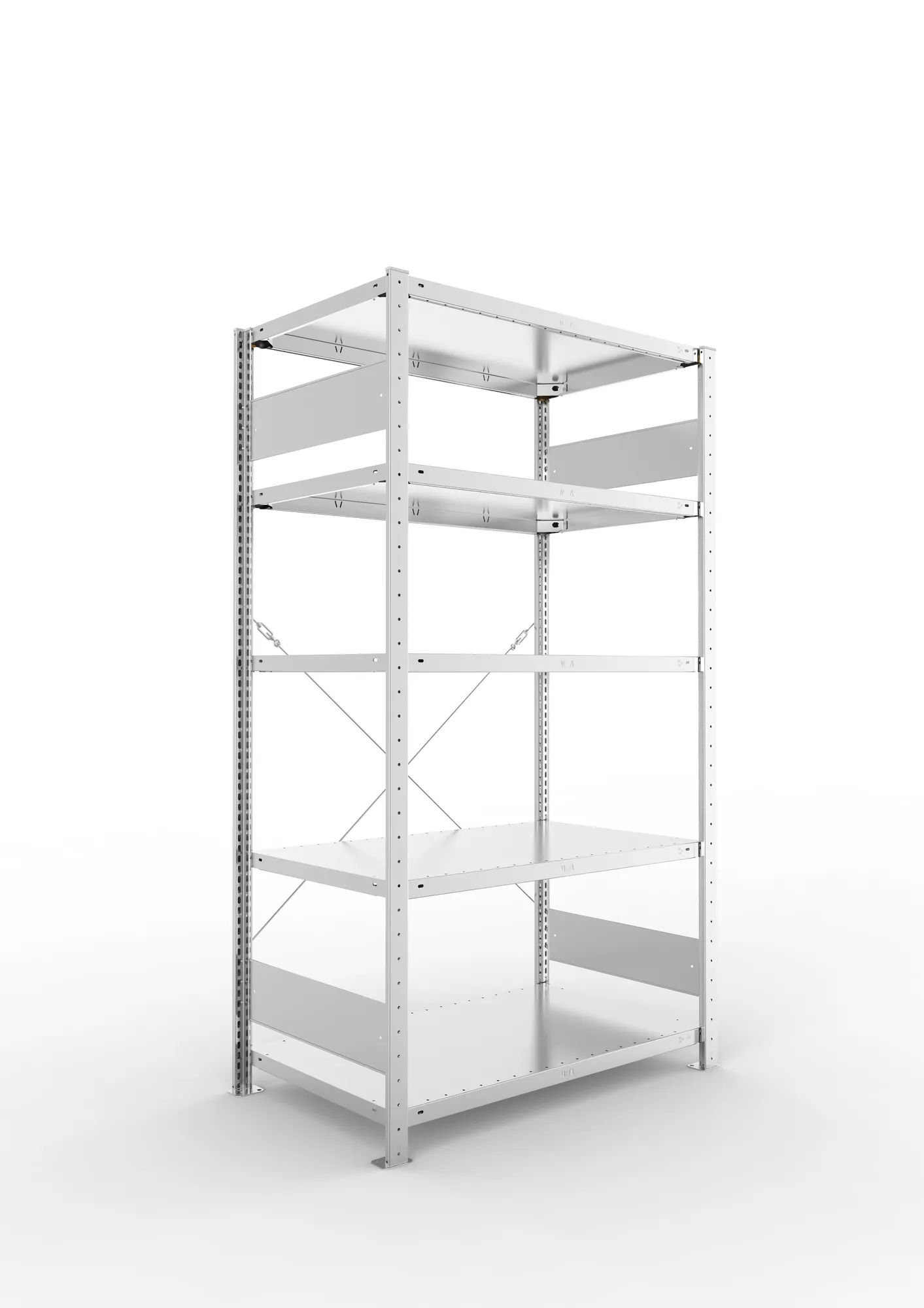 META CLIP S3 | Fachbodenregal | Grundregal | 1850 x 1000 x 600 mm | Fachlast 150 kg | 4+1 Ebenen | verzinkt