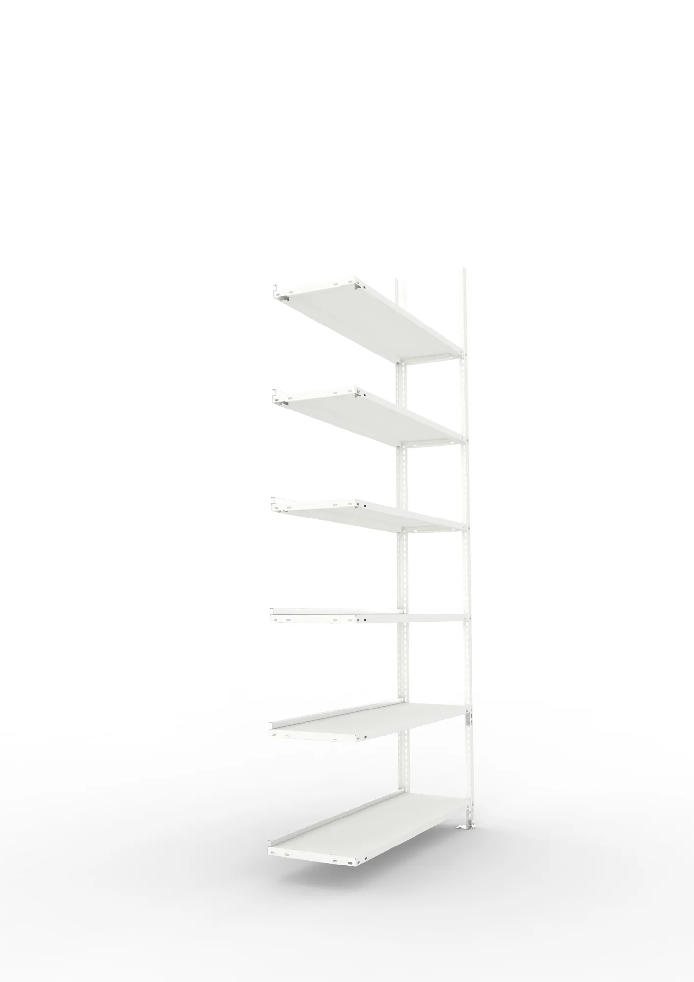 META FIX COMPACT | Büro-Schraubregal | Anbauregal | 2200 x 1000 x 300 mm | Fachlast 80 kg | 6 Ebenen | RAL 7035