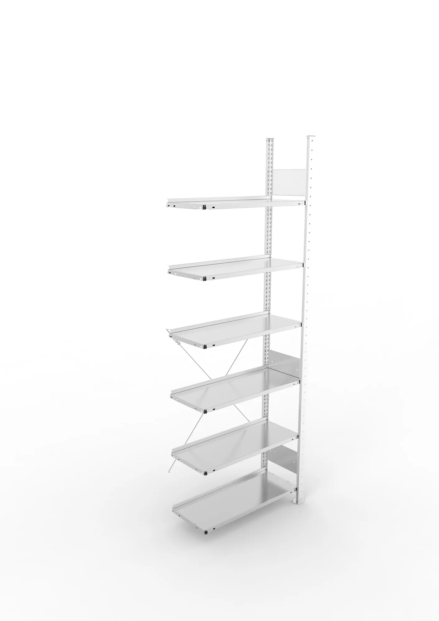 META COMPACT S3| Büro-Steckregal | Anbauregal | 2200 x 750 x 300 mm | Fachlast 80 kg | 6 Ebenen | Endanschlag | verzinkt