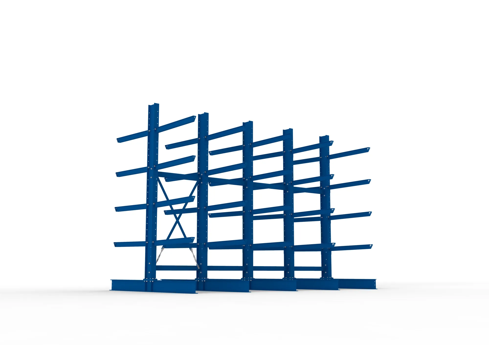 META MULTISTRONG H | Kragarmregal | 4 Felder | 3000 x 4000 x 1000 mm | Armlast 505 kg | doppelseitig | 4+1 Ebenen