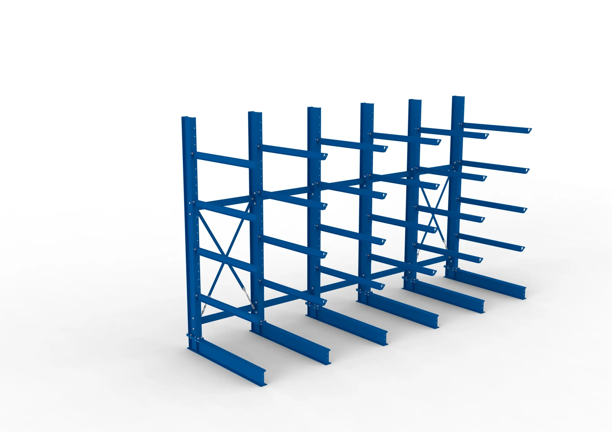 META MULTISTRONG H | Kragarmregal | 5 Felder | 3000 x 5000 x 1250 mm | Armlast 400 kg | einseitig | 4+1 Ebenen