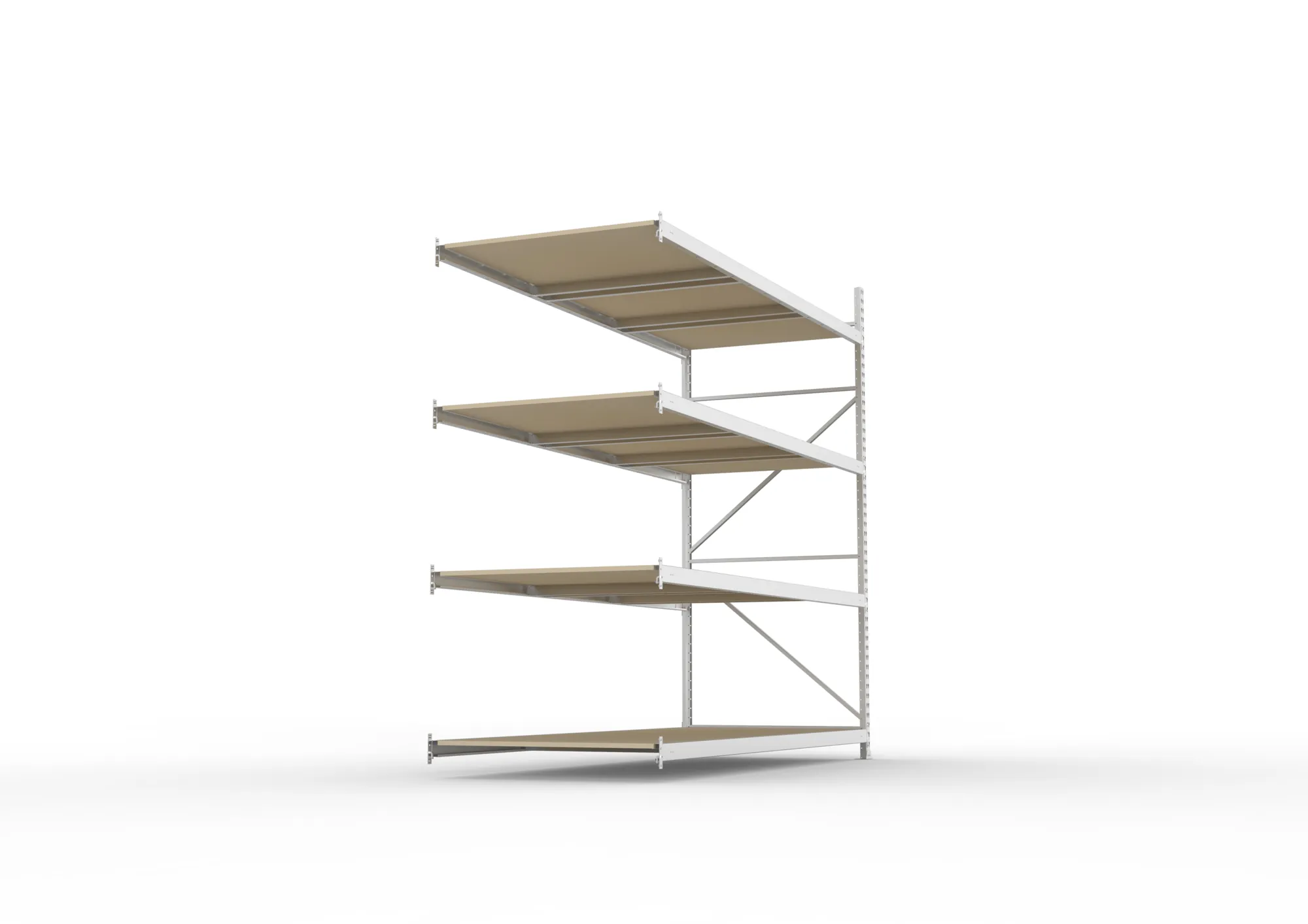 META MINI-RACK Weitspannregal | Anbauregal | 2500 x 2600 x 1050 mm | Fachlast 490 kg | Spanplattenböden | 4 Ebenen