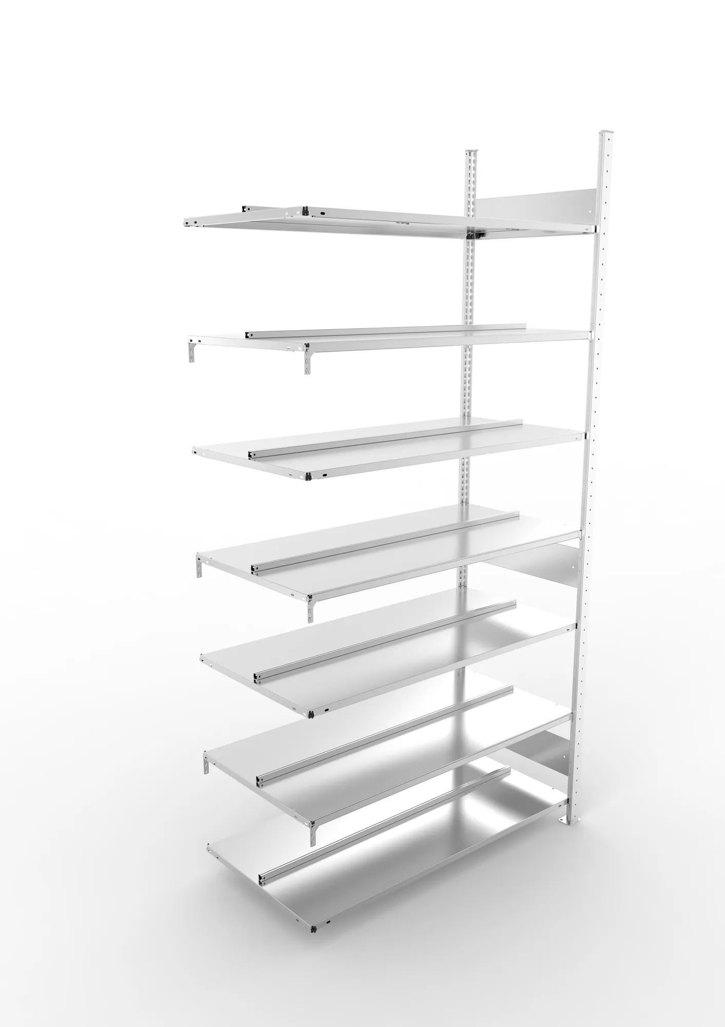 META COMPACT S3| Büro-Steckregal | Doppel-Anbauregal | 2500 x 1250 x 600 mm | Fachlast 100 kg | 7 Ebenen | Mittelanschlag | verzinkt