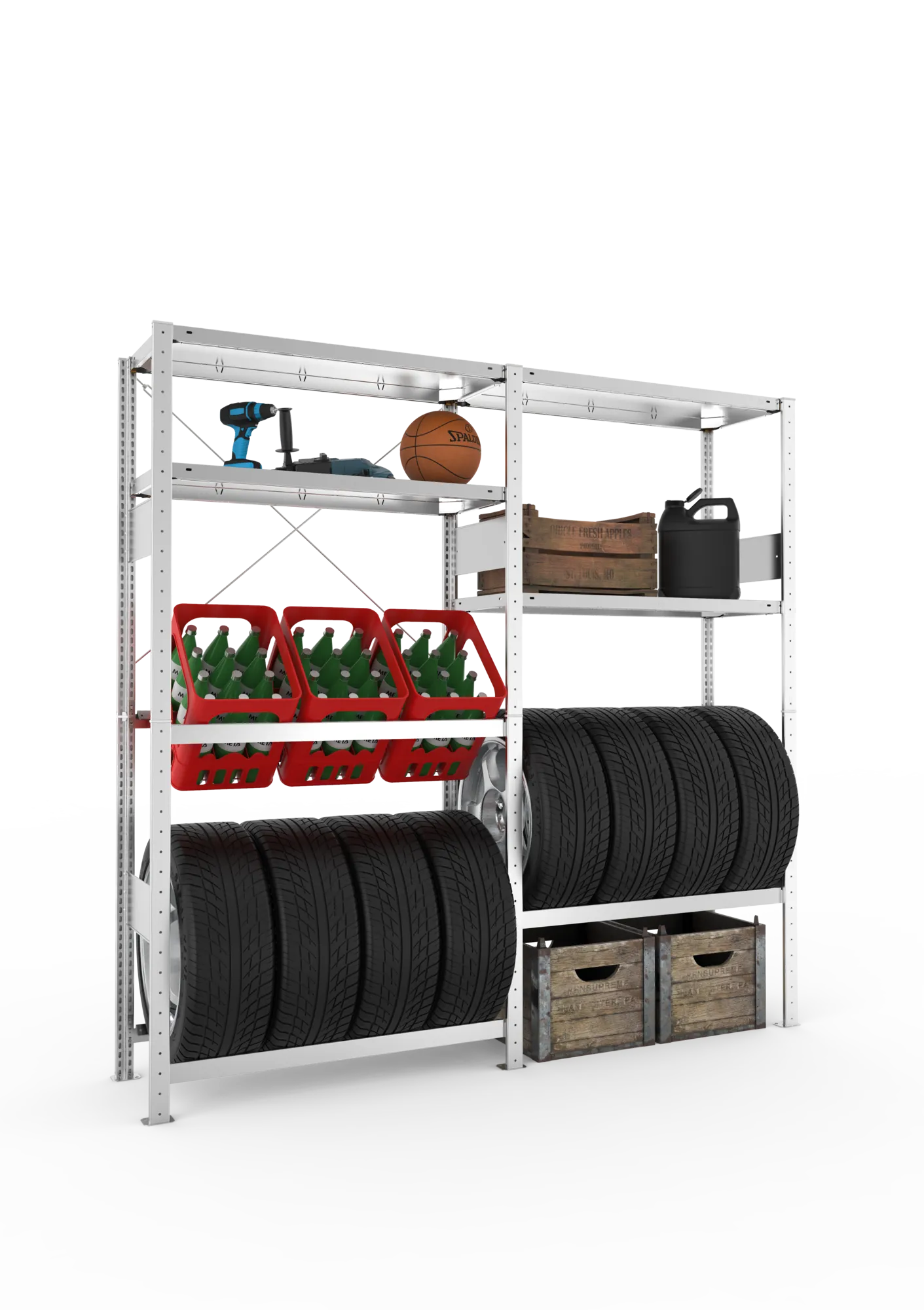 META CLIP SPLIT | Garagenregal | 2 Felder | 2000 x 1000 x 400 mm | Fachlast 150 kg | verzinkt