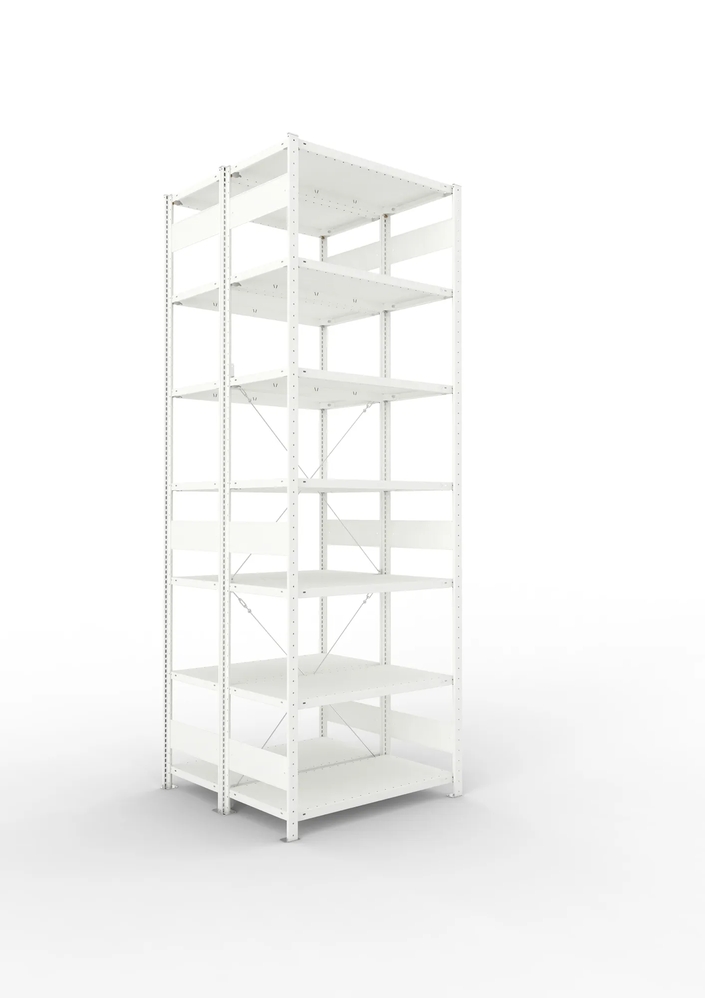META CLIP | Fachbodenregal | Doppel-Grundregal | 3000 x 1000 x 500 mm | Fachlast 150 kg | 6+1 Ebenen | RAL 7035