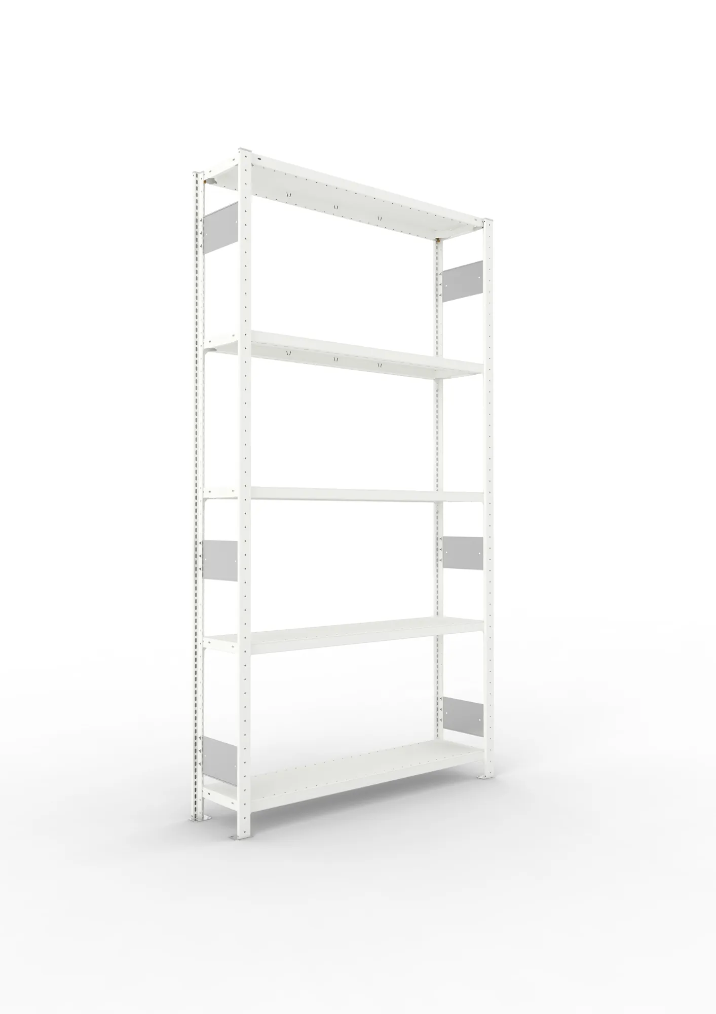 META CLIP S3 | Fachbodenregal | Grundregal | 2500 x 1300 x 300 mm | Fachlast 230 kg | 4+1 Ebenen | Längsriegel | RAL 7035