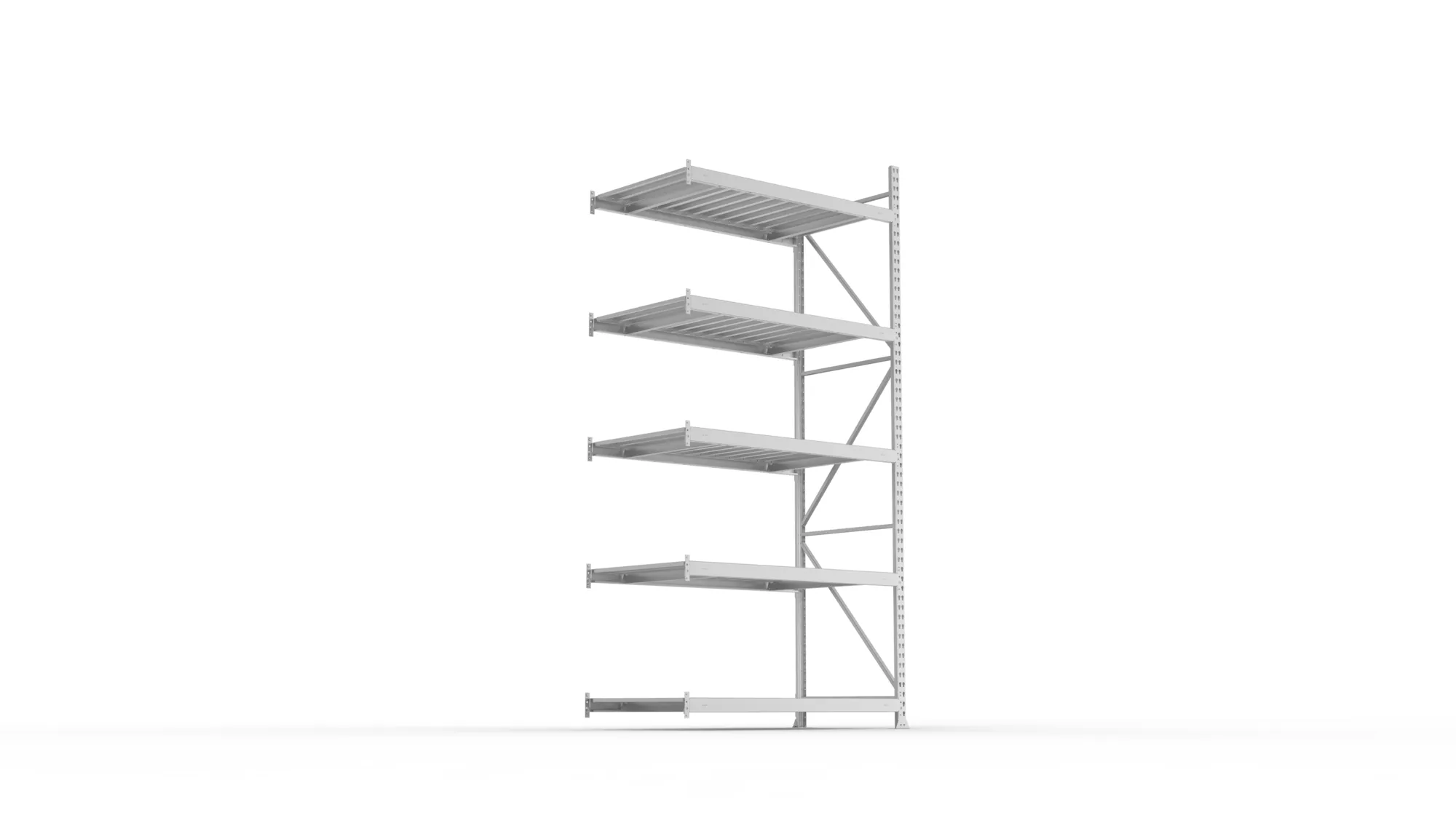 META MINI-RACK Weitspannregal | Anbauregal | 3000 x 1400 x 800 mm | Fachlast 600 kg | Stahlpaneelböden | 5 Ebenen
