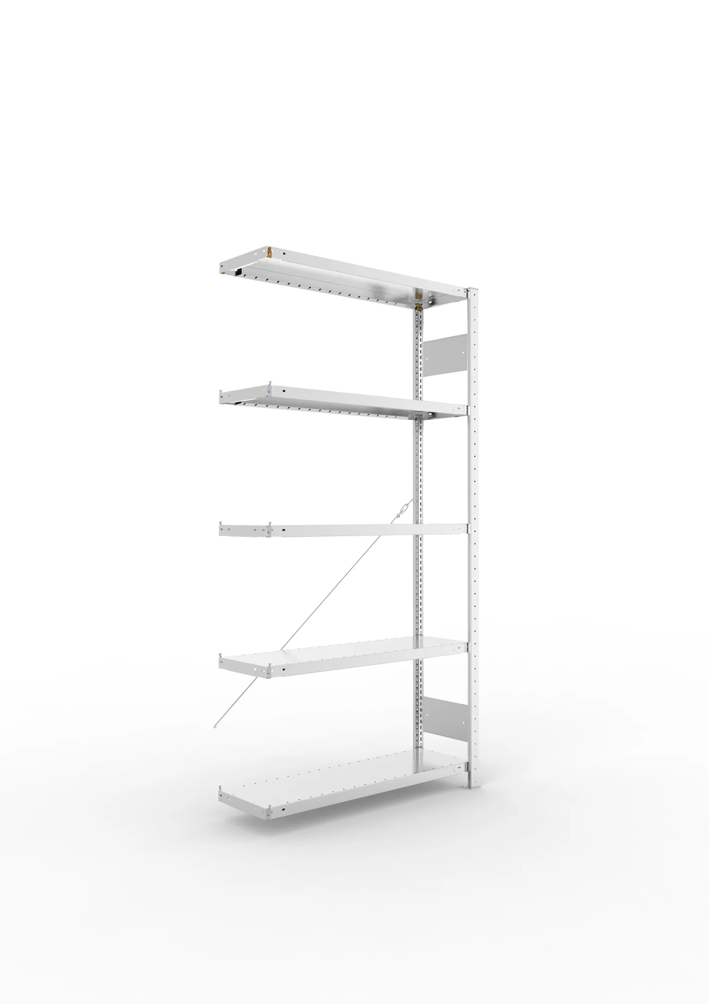 META CLIP S3 | Fachbodenregal | Anbauregal | 2000 x 1000 x 300 mm | Fachlast 230 kg | 4+1 Ebenen | verzinkt