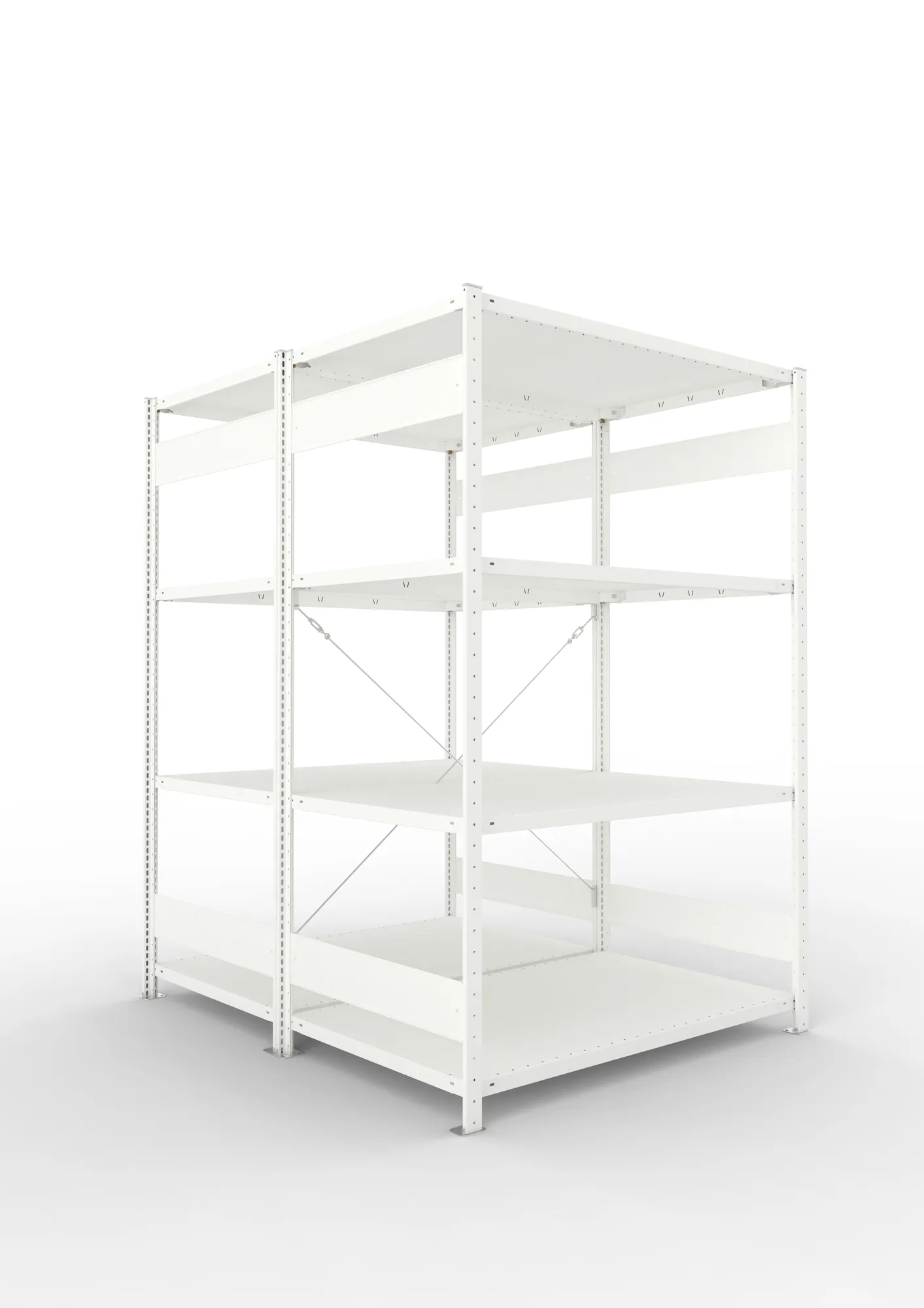 META CLIP | Fachbodenregal | Doppel-Grundregal | 2000 x 1300 x 800 mm | Fachlast 230 kg | 3+1 Ebenen | RAL 7035