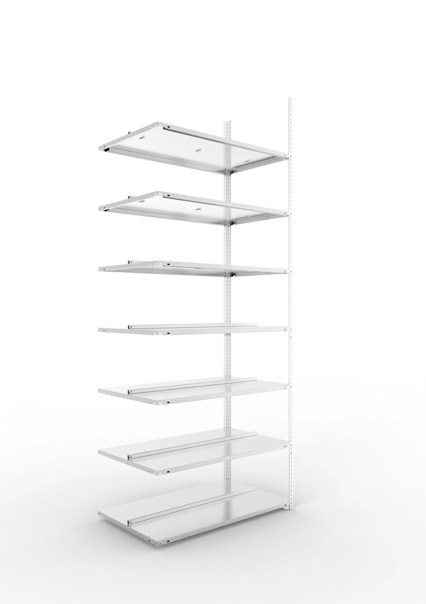 META FIX COMPACT | Büro-Schraubregal | Anbauregal | 2500 x 1000 x 600 mm | Fachlast 100 kg | 7 Ebenen | verzinkt