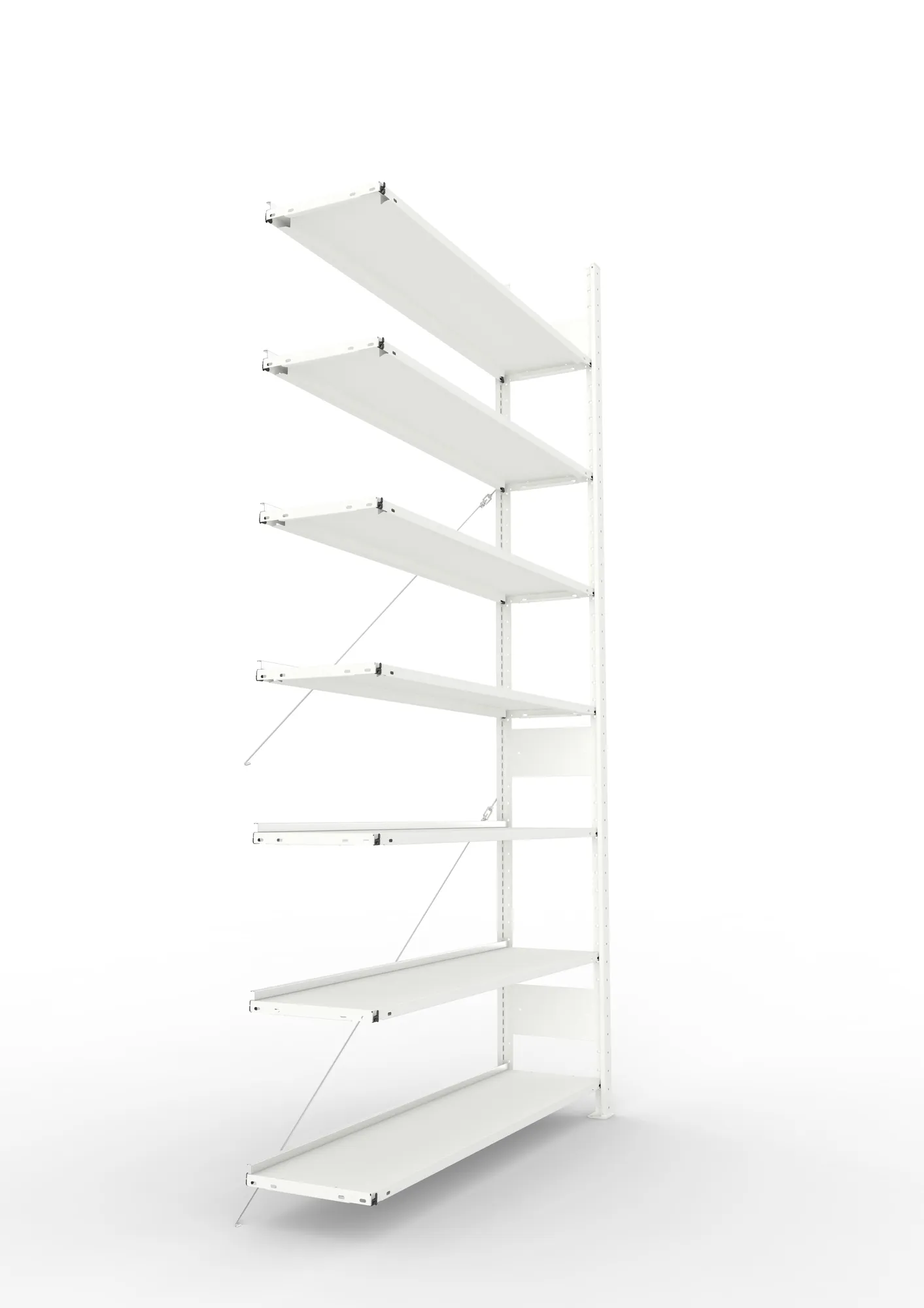 META COMPACT | Büro-Steckregal | Anbauregal | 2500 x 1250 x 300 mm | Fachlast 80 kg | 7 Ebenen | RAL 7035