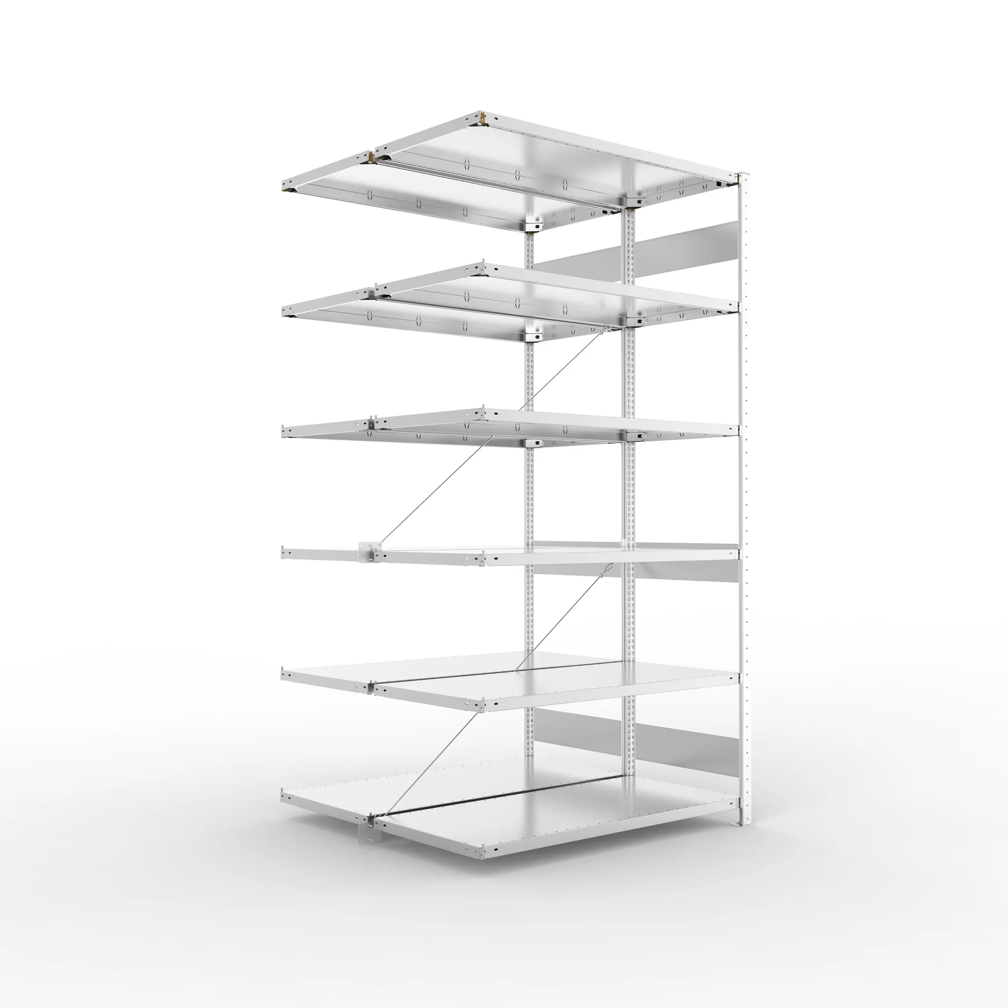 META CLIP S3 | Fachbodenregal | Doppel-Anbauregal | 2500 x 1300 x 600 mm | Fachlast 230 kg | 5+1 Ebenen | verzinkt
