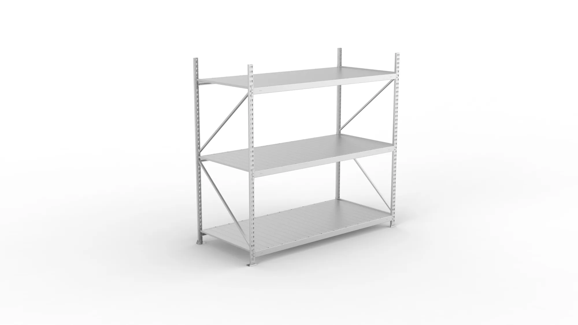 META MINI-RACK Weitspannregal | Grundregal | 2200 x 2200 x 1050 mm | Fachlast 600 kg | Stahlpaneelböden | 3 Ebenen