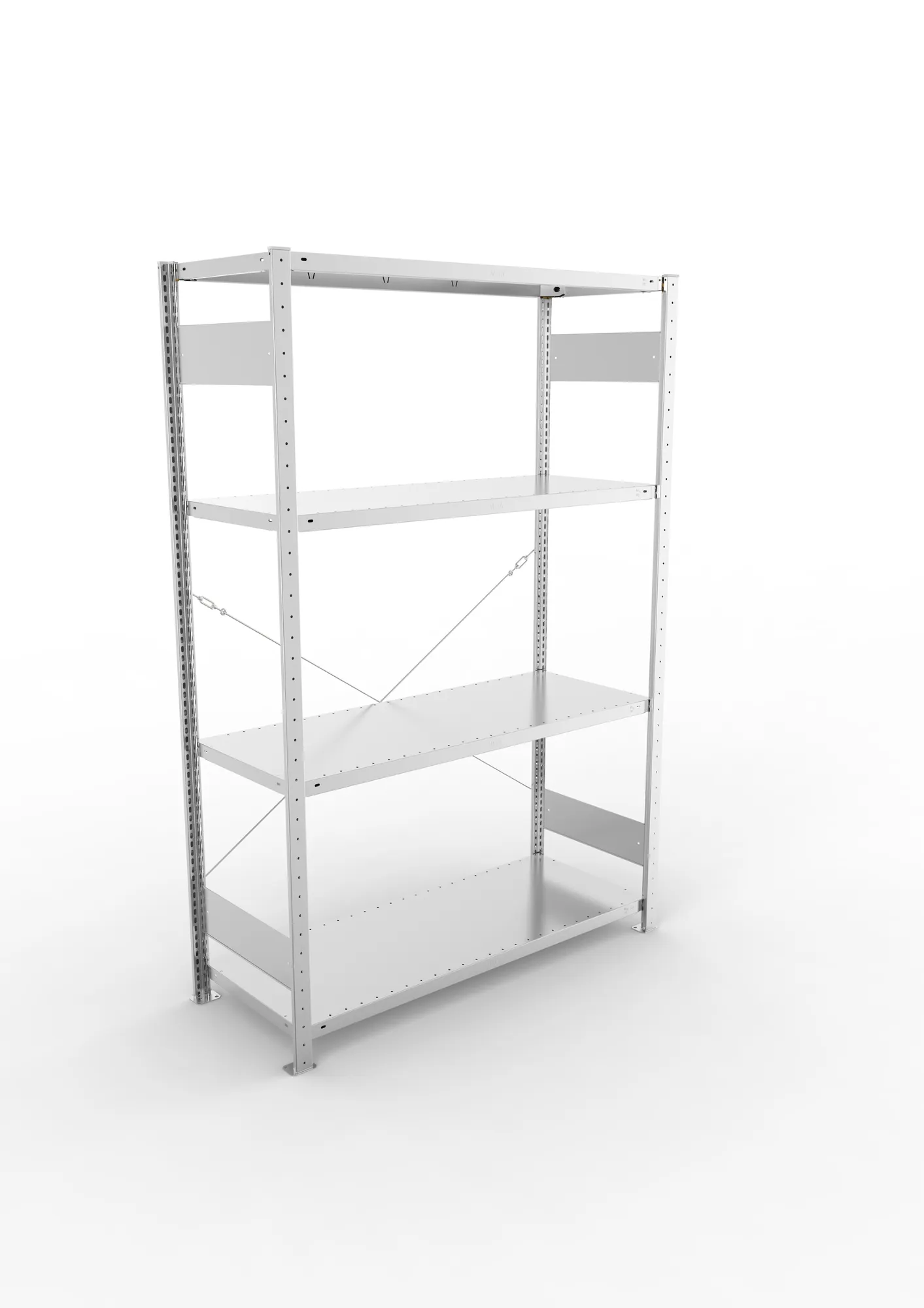 META CLIP | Fachbodenregal | Grundregal | 2000 x 1300 x 500 mm | Fachlast 230 kg | 3+1 Ebenen | verzinkt