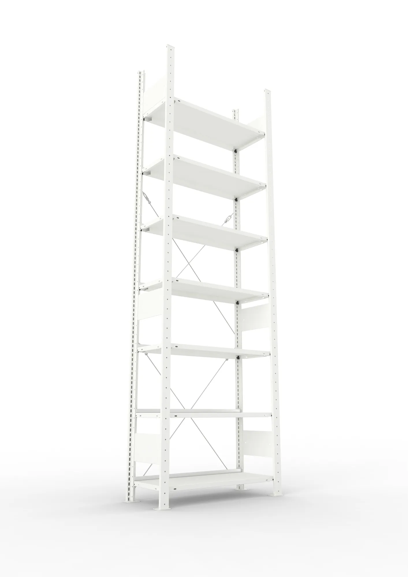 META COMPACT | Büro-Steckregal | Grundregal | 2500 x 750 x 300 mm | Fachlast 80 kg | 7 Ebenen | RAL 7035