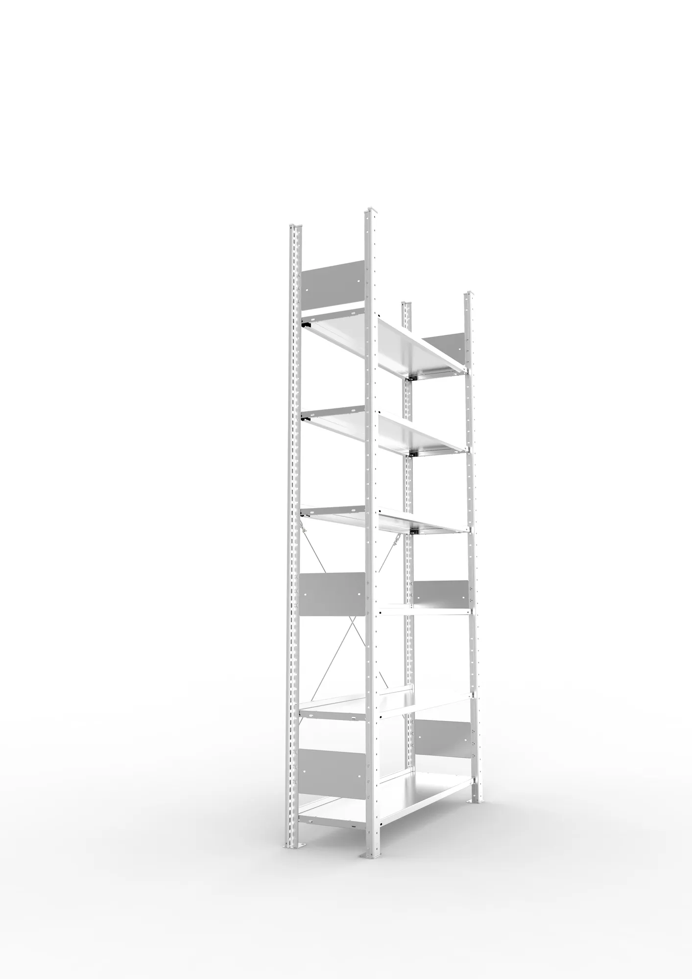 META COMPACT S3| Büro-Steckregal | Grundregal | 2200 x 1000 x 300 mm | Fachlast 80 kg | 6 Ebenen | Endanschlag | verzinkt