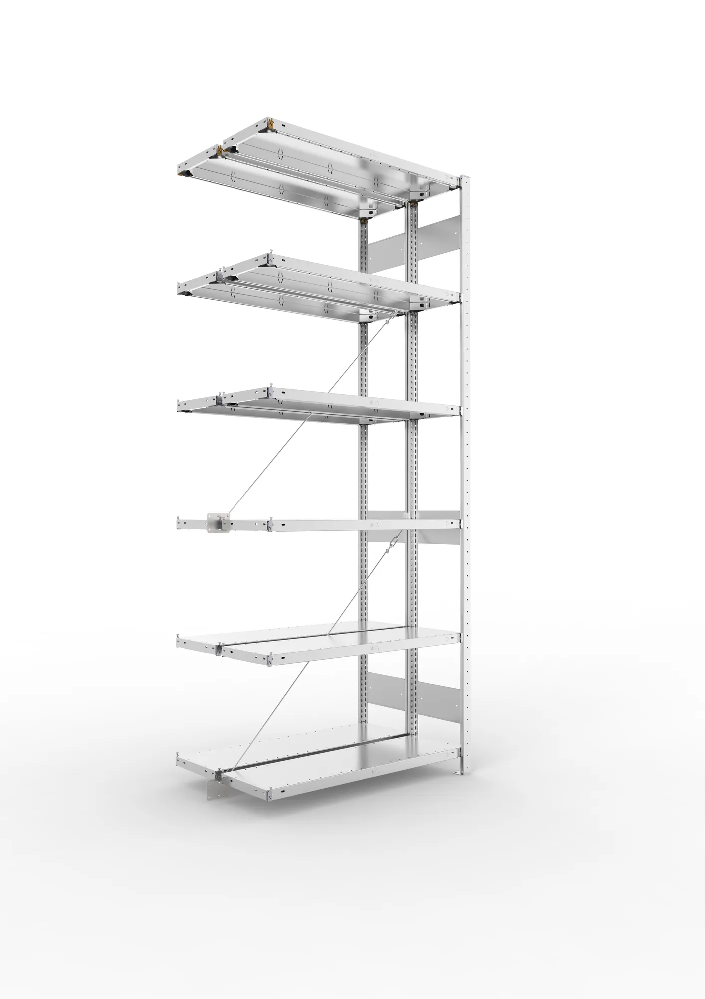 META CLIP | Fachbodenregal | Doppel-Anbauregal | 2500 x 1000 x 300 mm | Fachlast 150 kg | 5+1 Ebenen | verzinkt