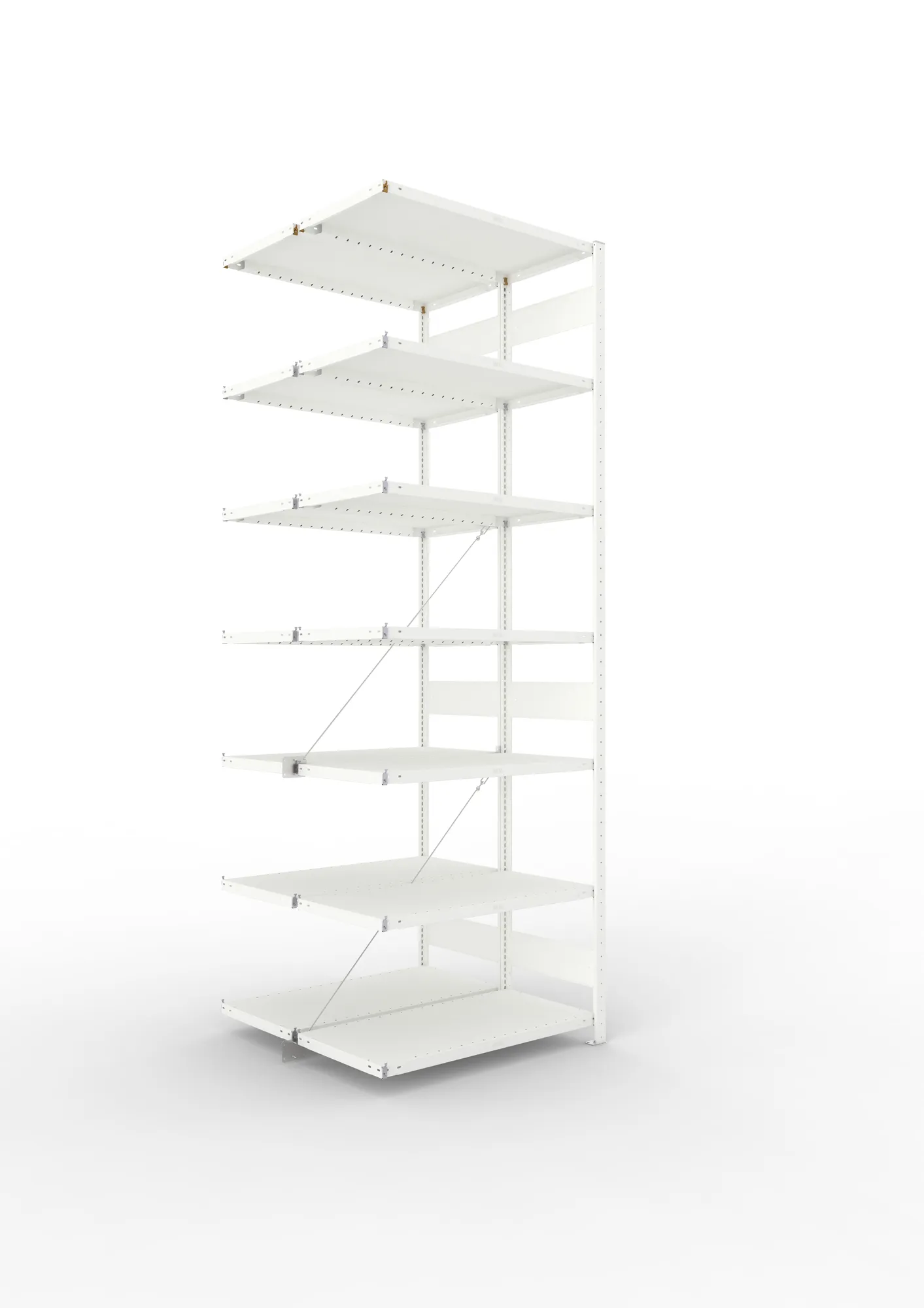 META CLIP | Fachbodenregal | Doppel-Anbauregal | 3000 x 1000 x 500 mm | Fachlast 100 kg | 6+1 Ebenen | RAL 7035