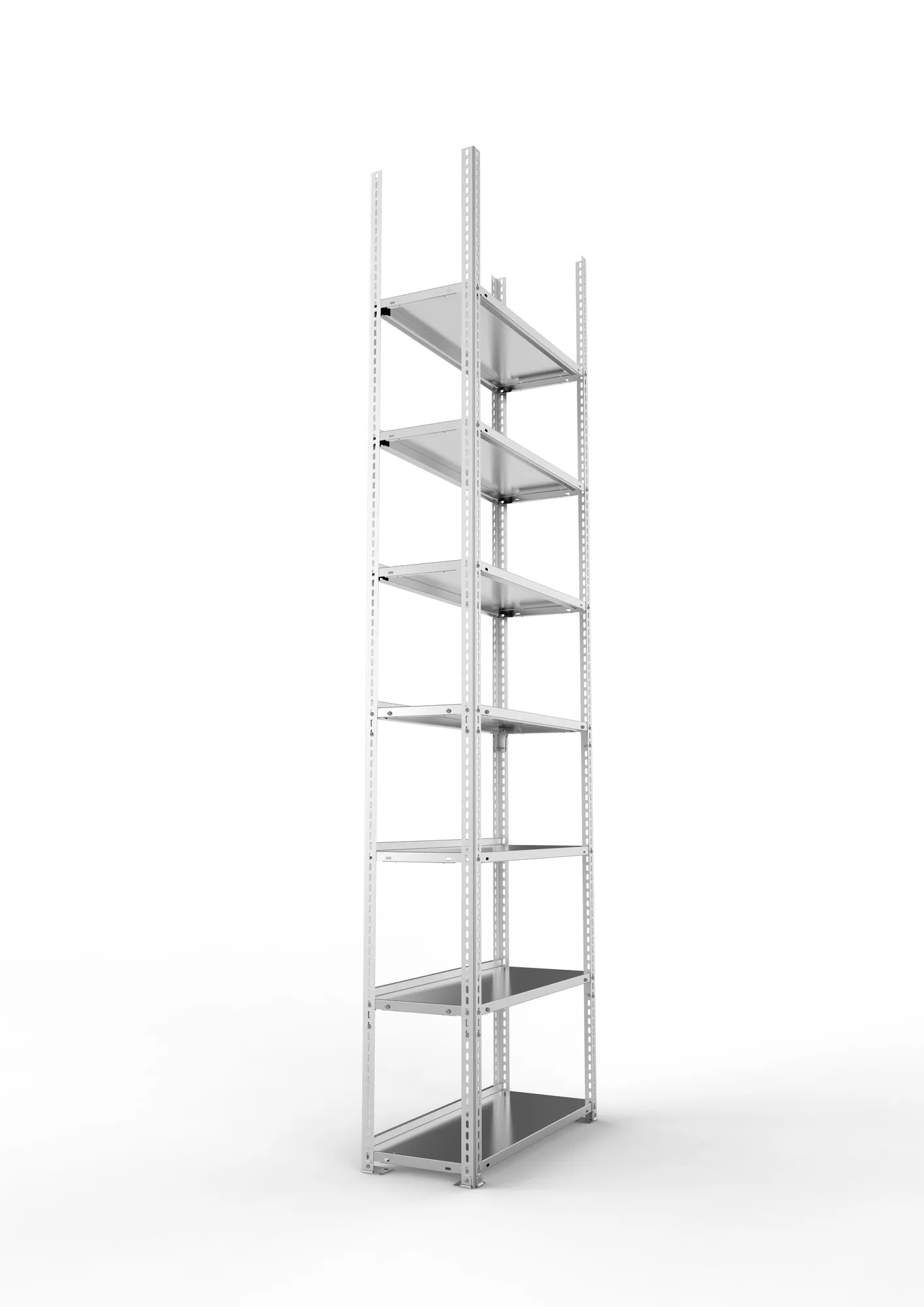 META FIX COMPACT | Büro-Schraubregal | Grundregal | 2500 x 750 x 300 mm | Fachlast 80 kg | 7 Ebenen | verzinkt