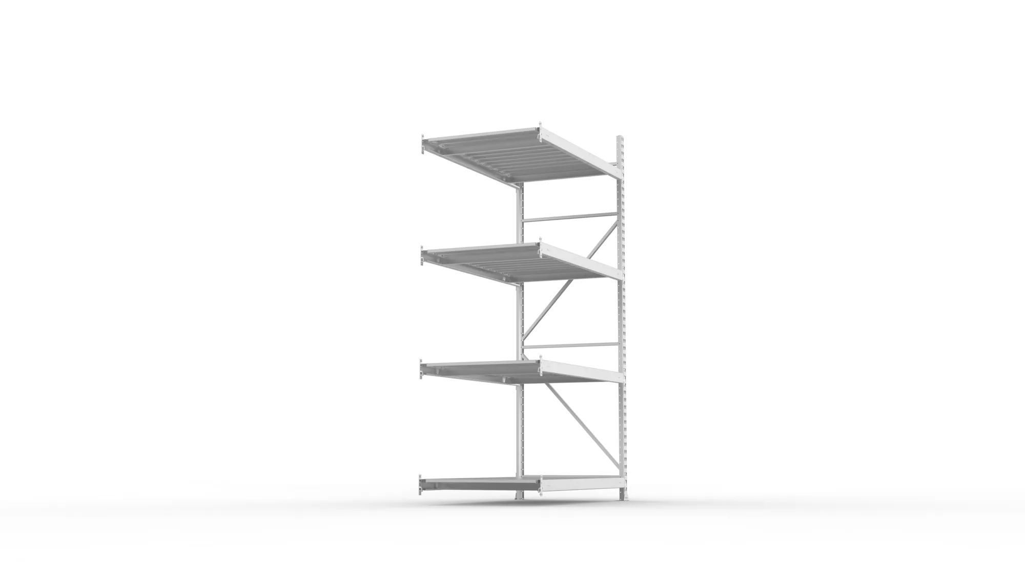 META MINI-RACK Weitspannregal | Anbauregal | 2500 x 1400 x 800 mm | Fachlast 600 kg | Stahlpaneelböden | 4 Ebenen