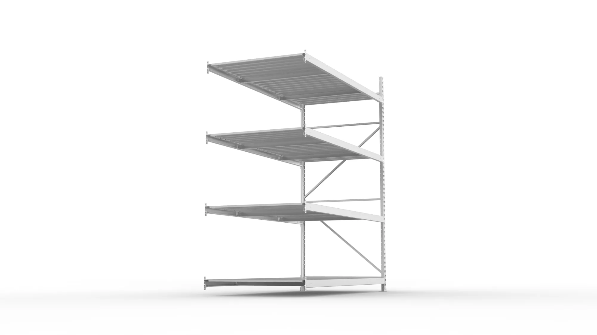 META MINI-RACK Weitspannregal | Anbauregal | 2500 x 2200 x 1050 mm | Fachlast 600 kg | Stahlpaneelböden | 4 Ebenen