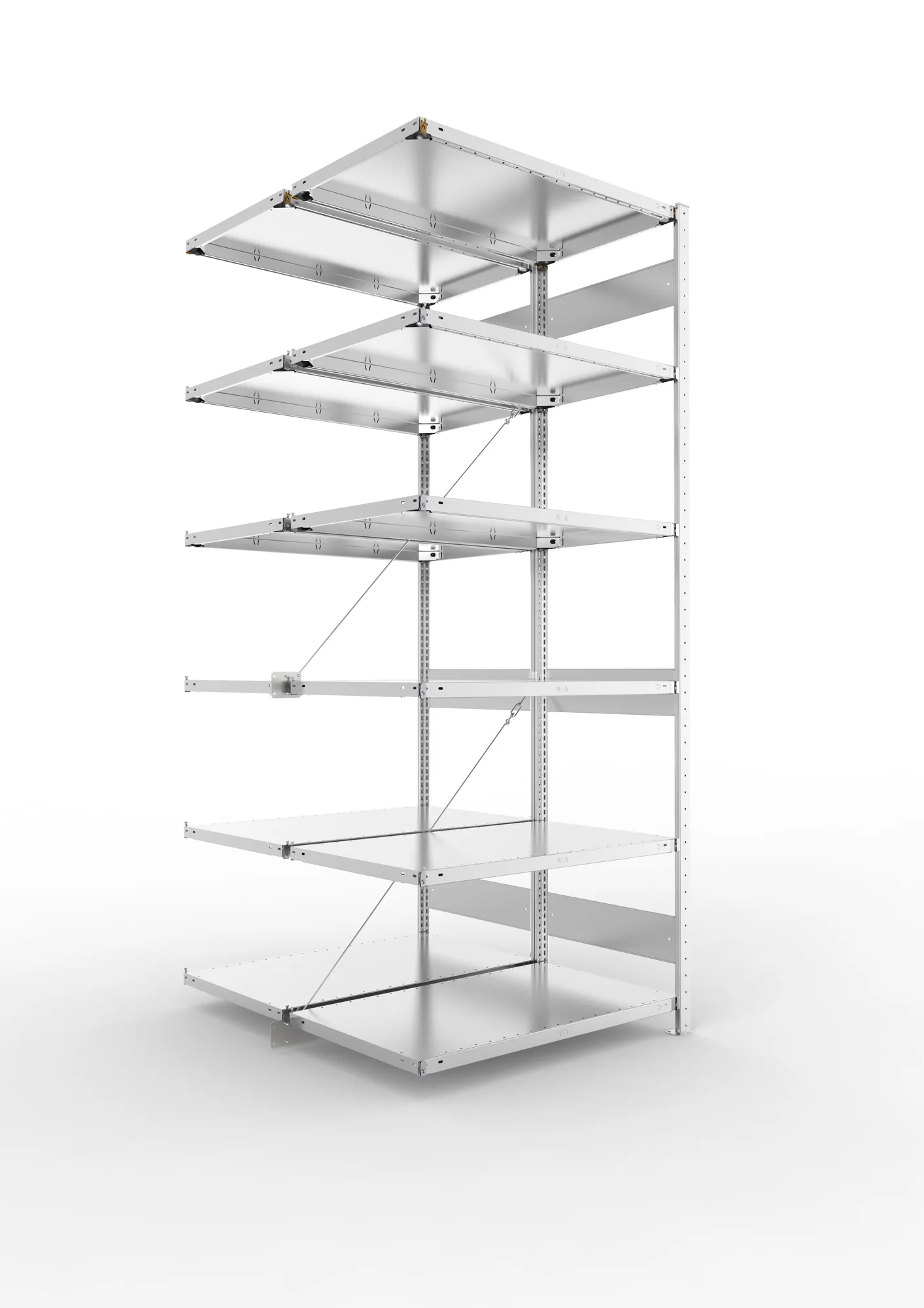 META CLIP | Fachbodenregal | Doppel-Anbauregal | 2500 x 1000 x 600 mm | Fachlast 150 kg | 5+1 Ebenen | verzinkt