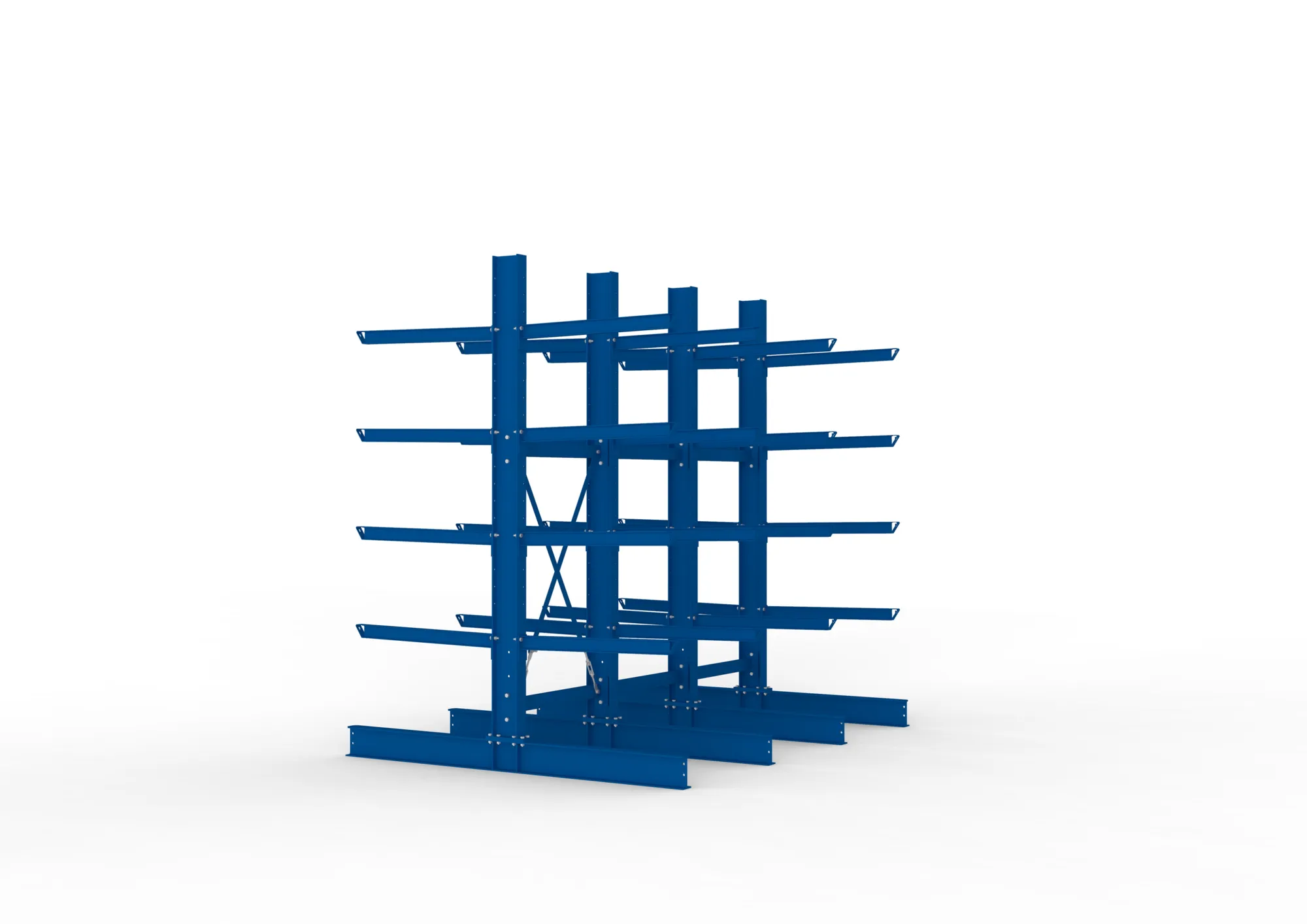META MULTISTRONG H | Kragarmregal | 3 Felder | 3000 x 3000 x 1000 mm | Armlast 505 kg | doppelseitig | 4+1 Ebenen