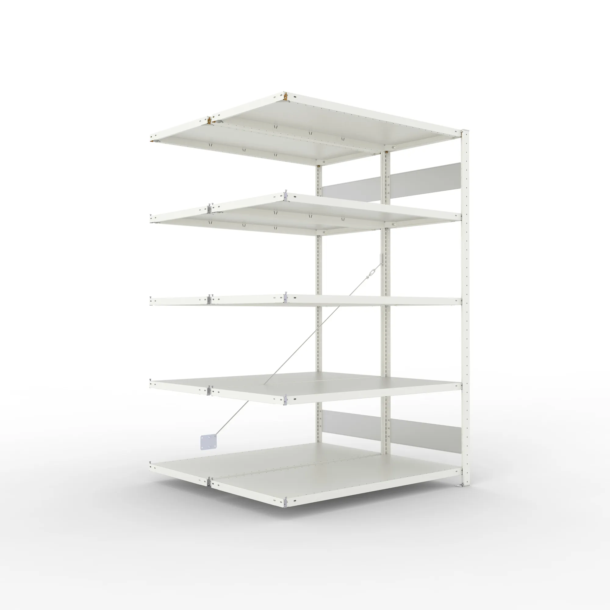 META CLIP S3 | Fachbodenregal | Doppel-Anbauregal | 2000 x 1300 x 600 mm | Fachlast 150 kg | 4+1 Ebenen | RAL 7035