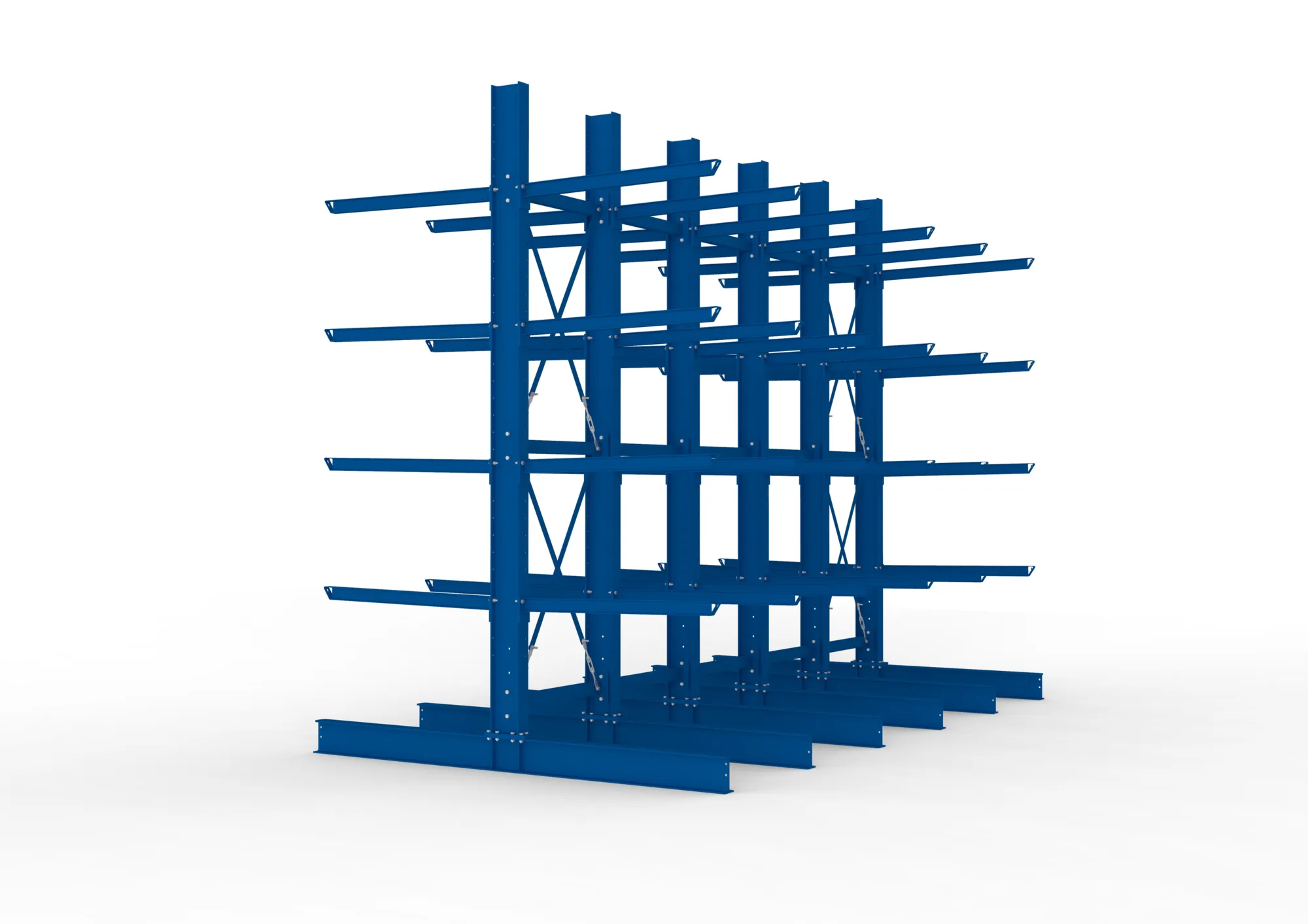 META MULTISTRONG H | Kragarmregal | 5 Felder | 4000 x 5000 x 1250 mm | Armlast 400 kg | doppelseitig | 4+1 Ebenen