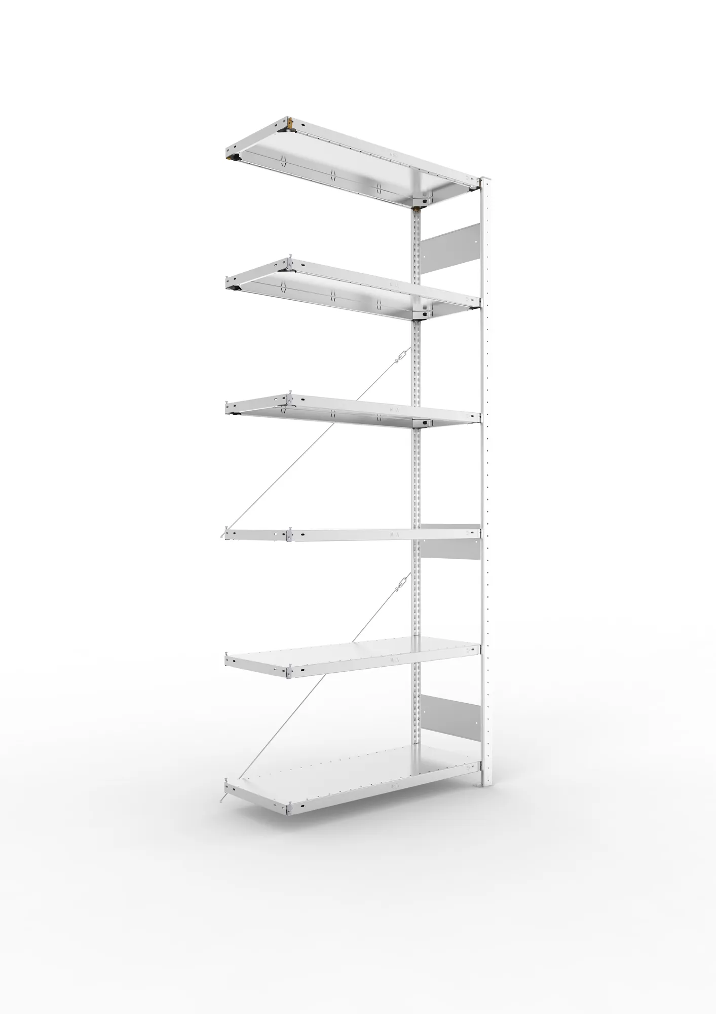 META CLIP S3 | Fachbodenregal | Anbauregal | 2500 x 1000 x 400 mm | Fachlast 150 kg | 5+1 Ebenen | verzinkt
